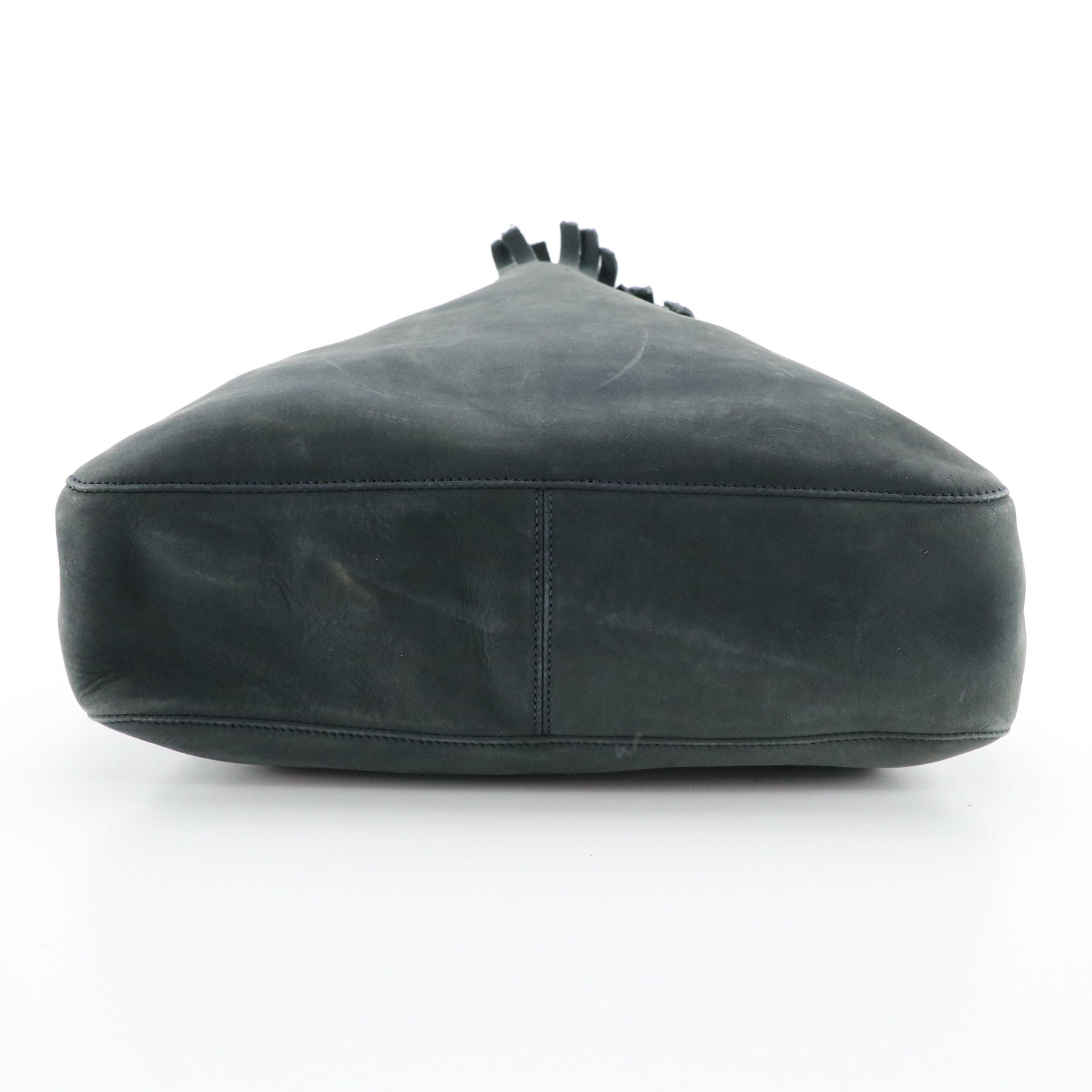 Salvatore Ferragamo Fringe-Top Tote Bag in Deep Blue Nubuck Suede