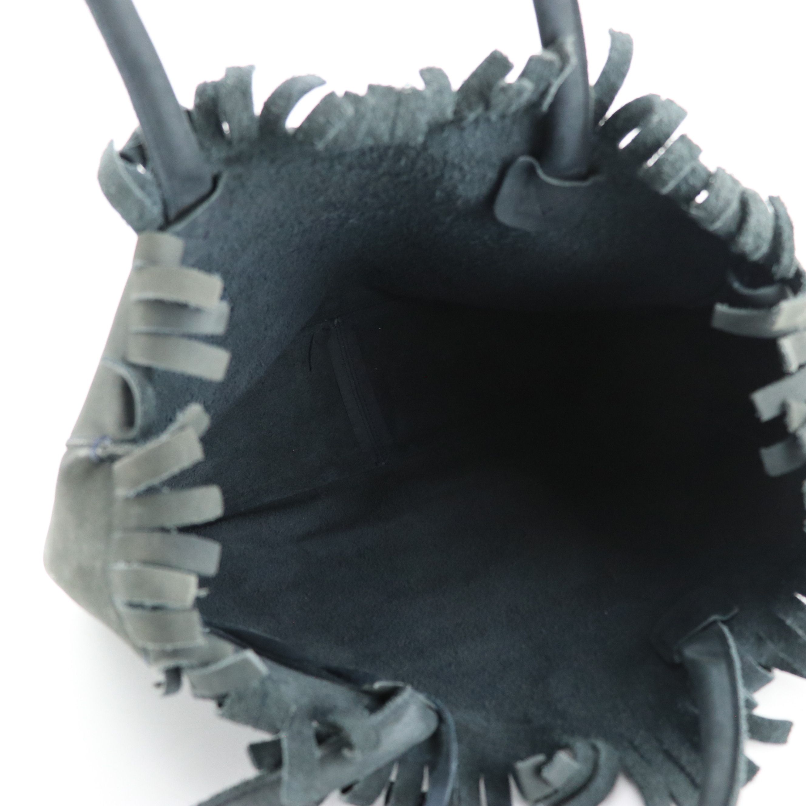 Salvatore Ferragamo Fringe-Top Tote Bag in Deep Blue Nubuck Suede