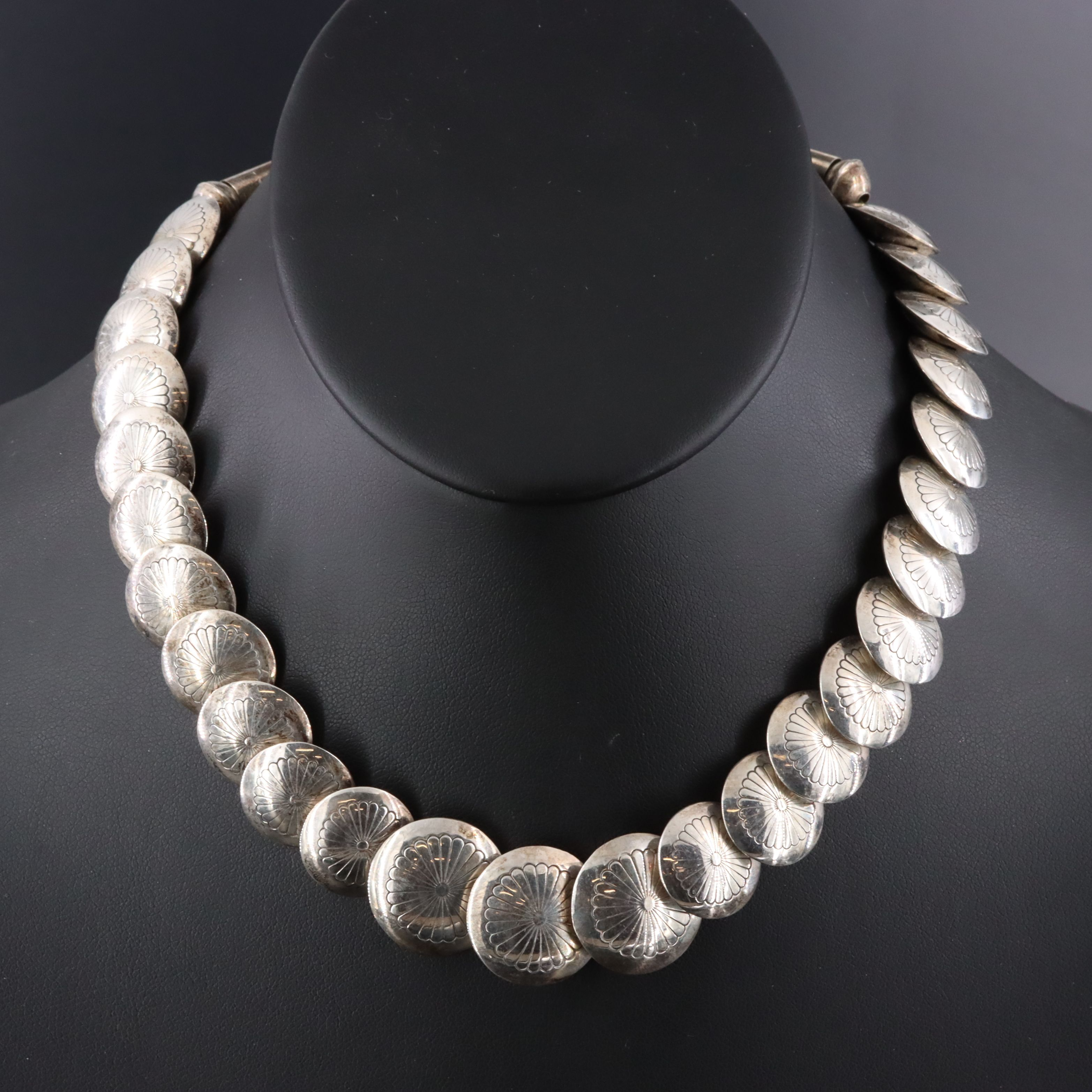 Southwestern Sterling Concho Necklace
