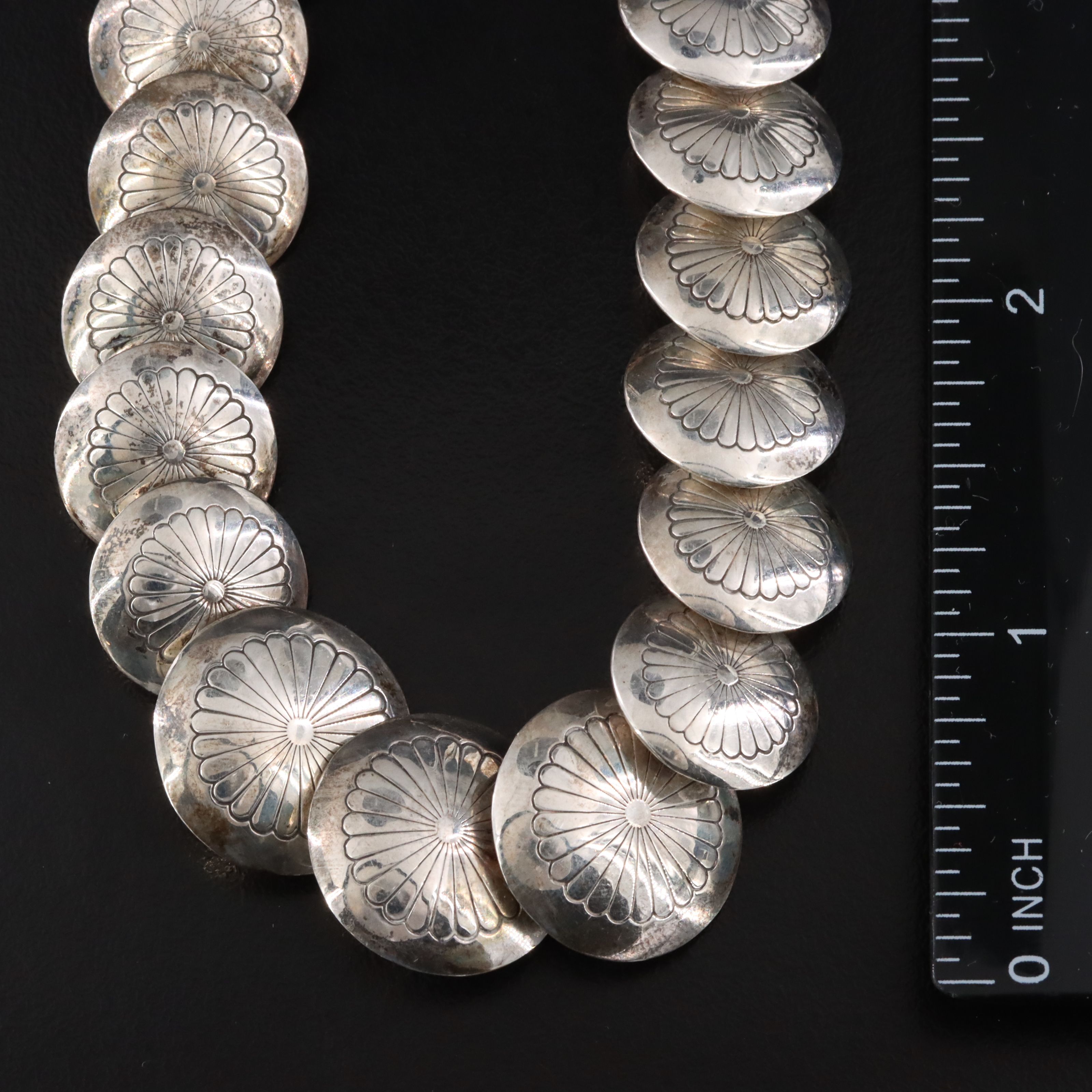 Southwestern Sterling Concho Necklace
