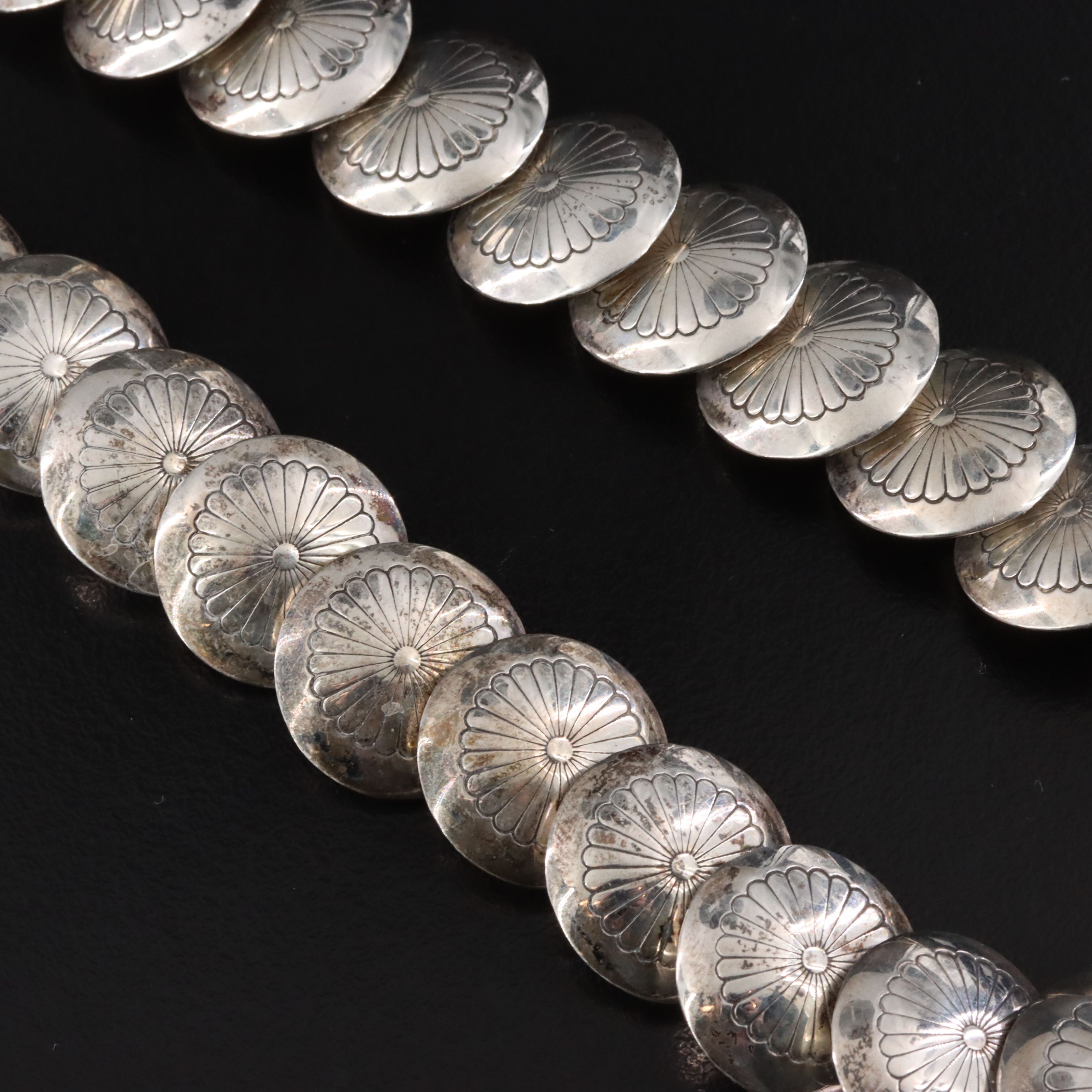 Southwestern Sterling Concho Necklace