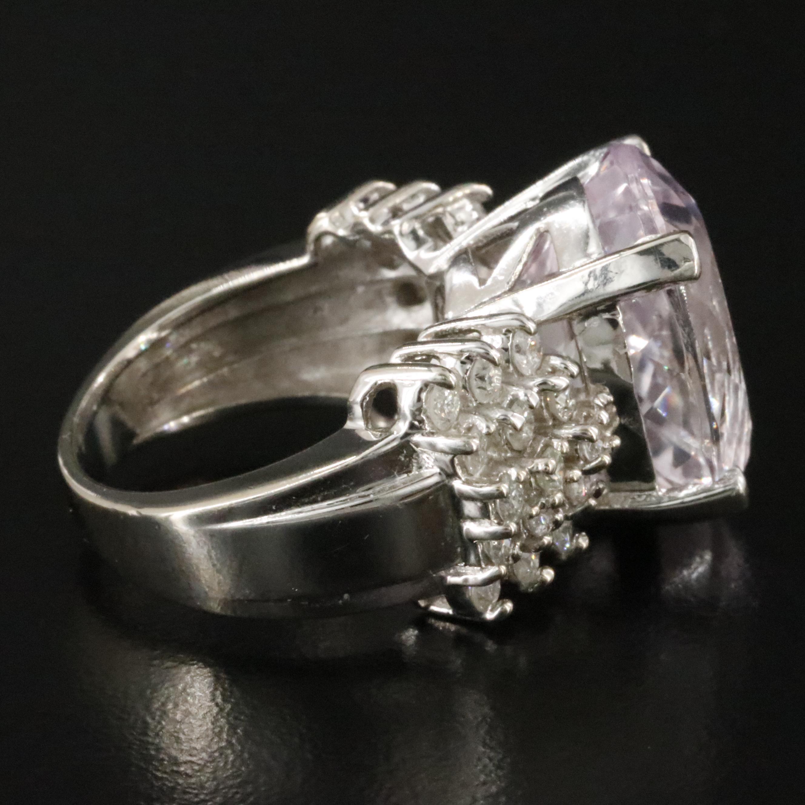 14K 12.41 CT Kunzite and Diamond Ring