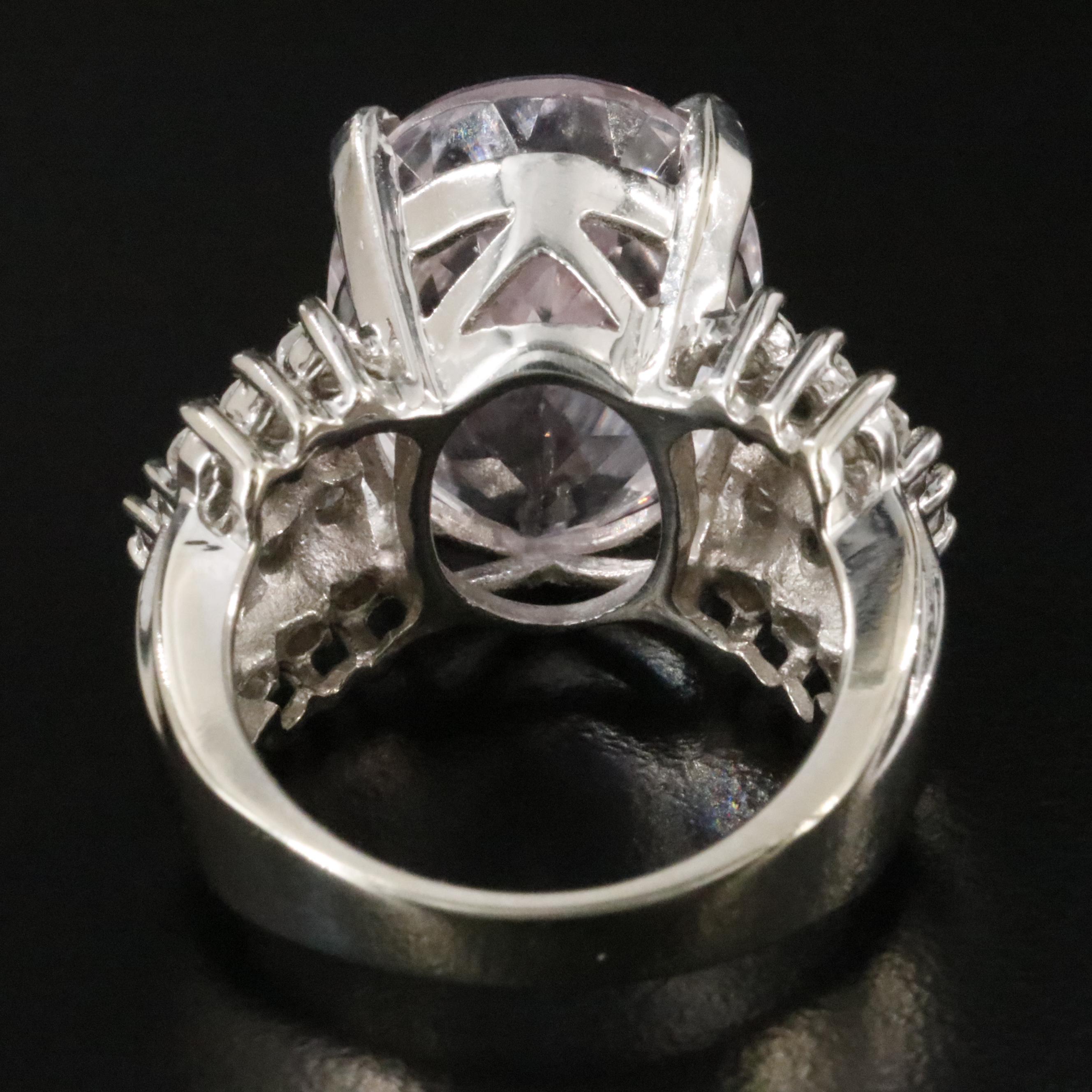 14K 12.41 CT Kunzite and Diamond Ring