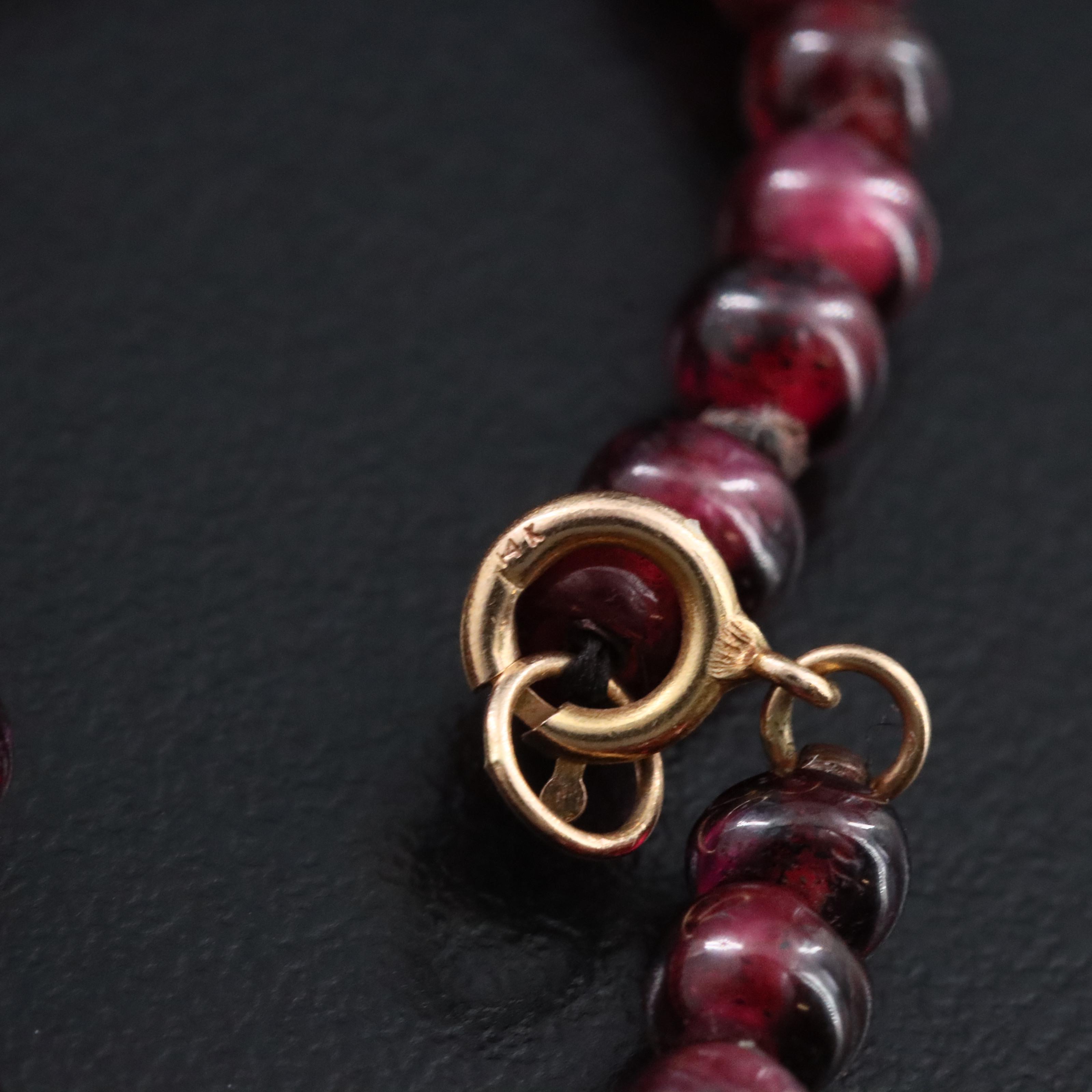 Rhodolite Garnet and Pearl Necklace with 14K Accents and Clasp