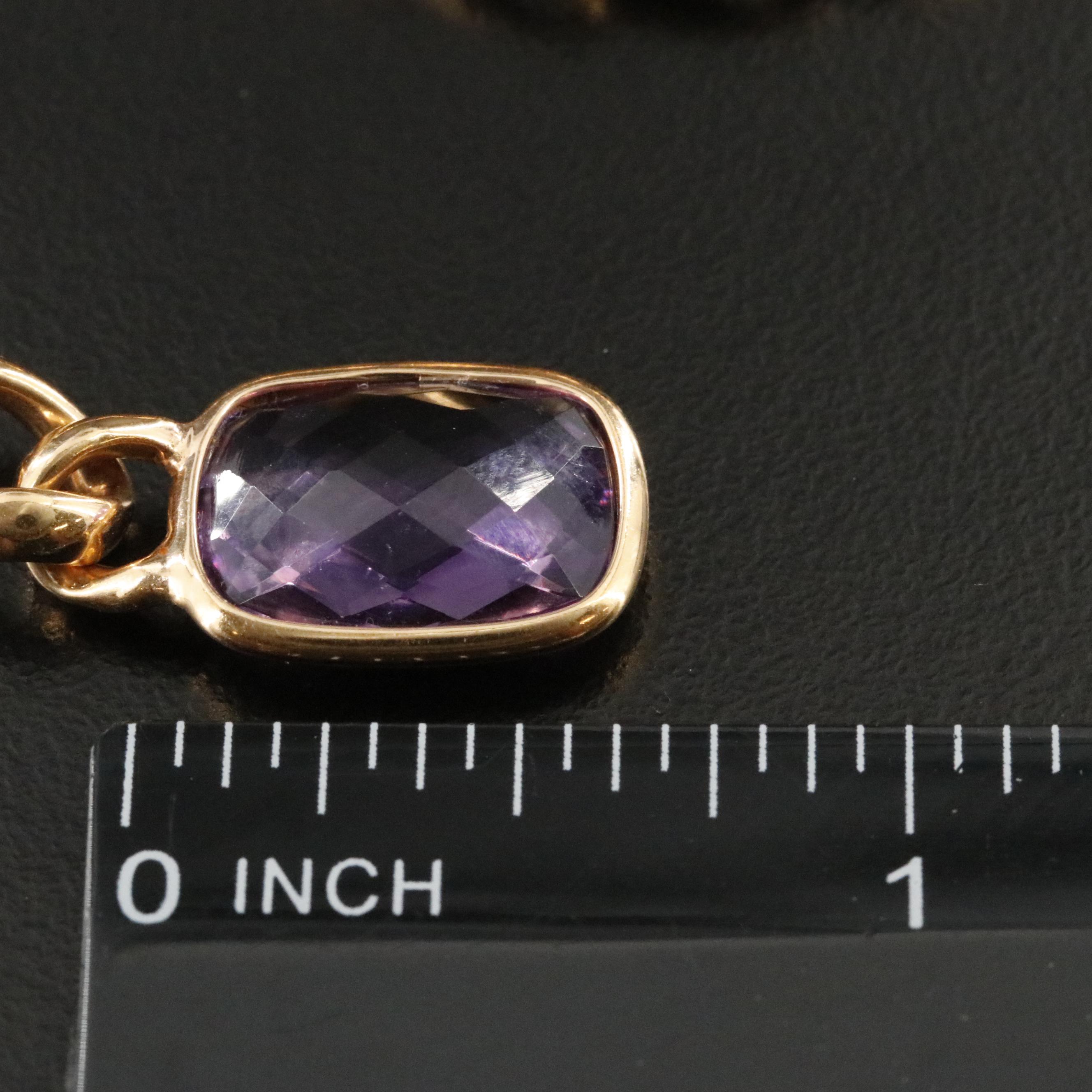 14K Amethyst and Rose Quartz Curb Chain Necklace