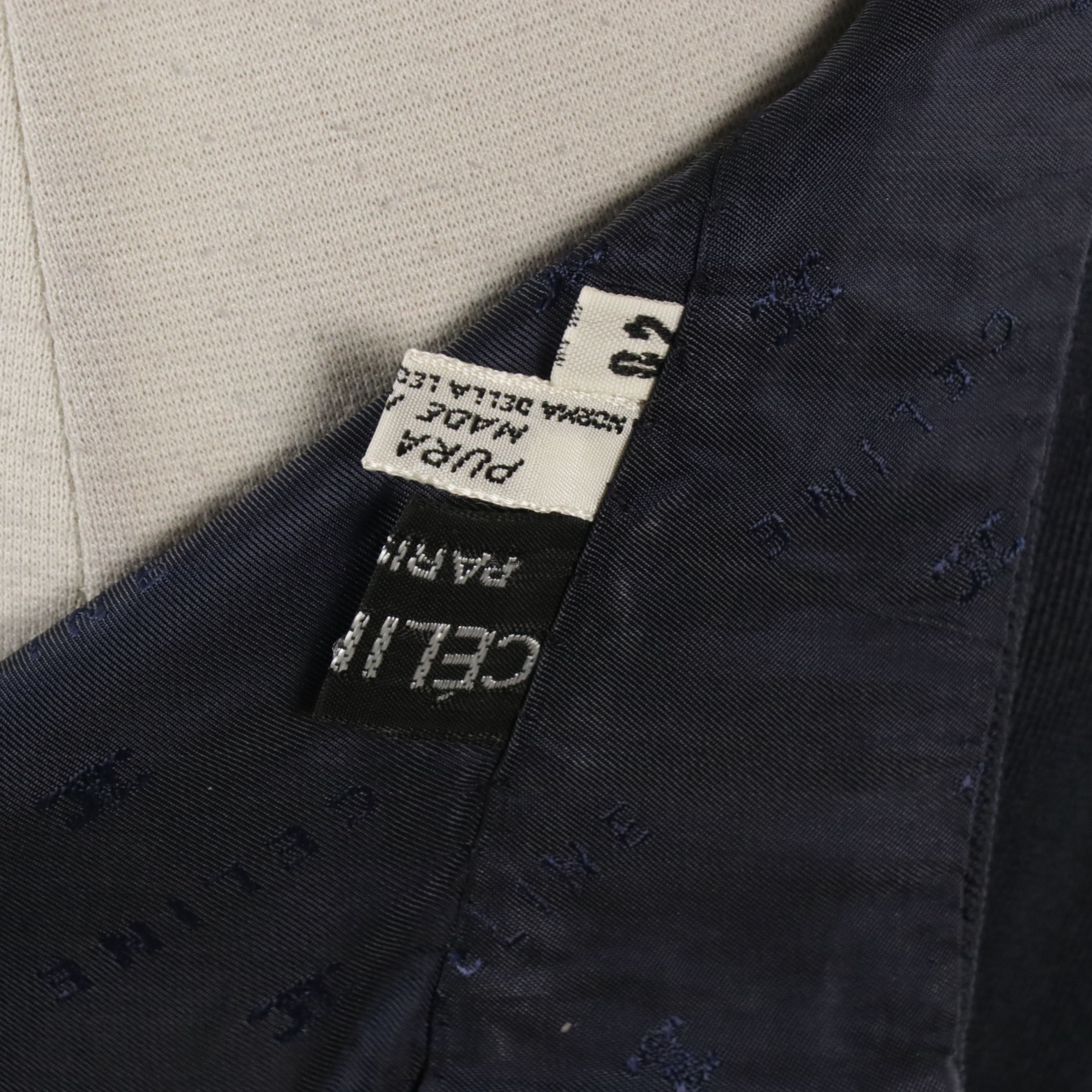 Celine Vintage Center-Pleat Skirt in Navy Wool