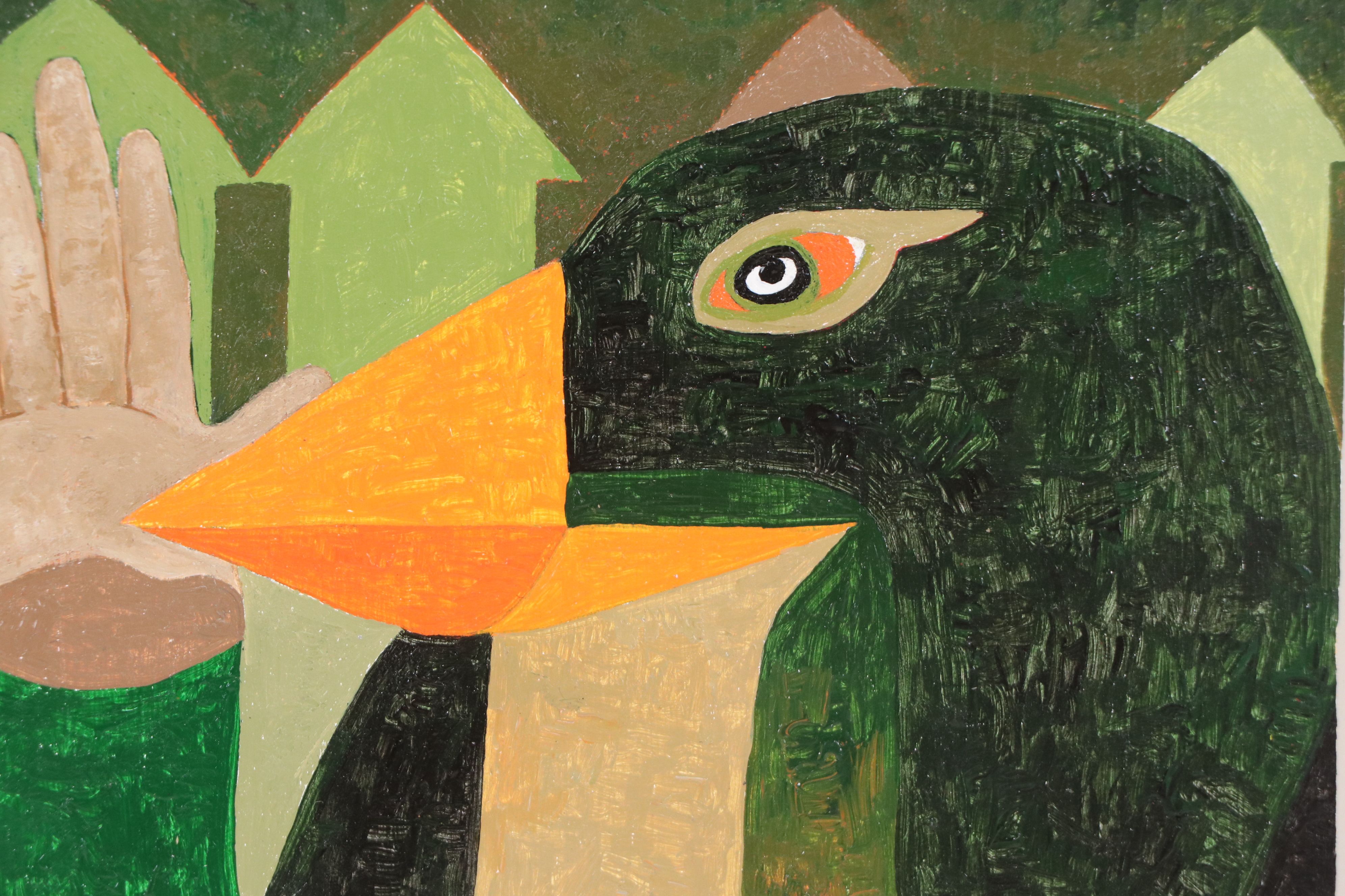 Joseph Ray York Anthropomorphic Oil Painting "Strange Bird #54," 2019