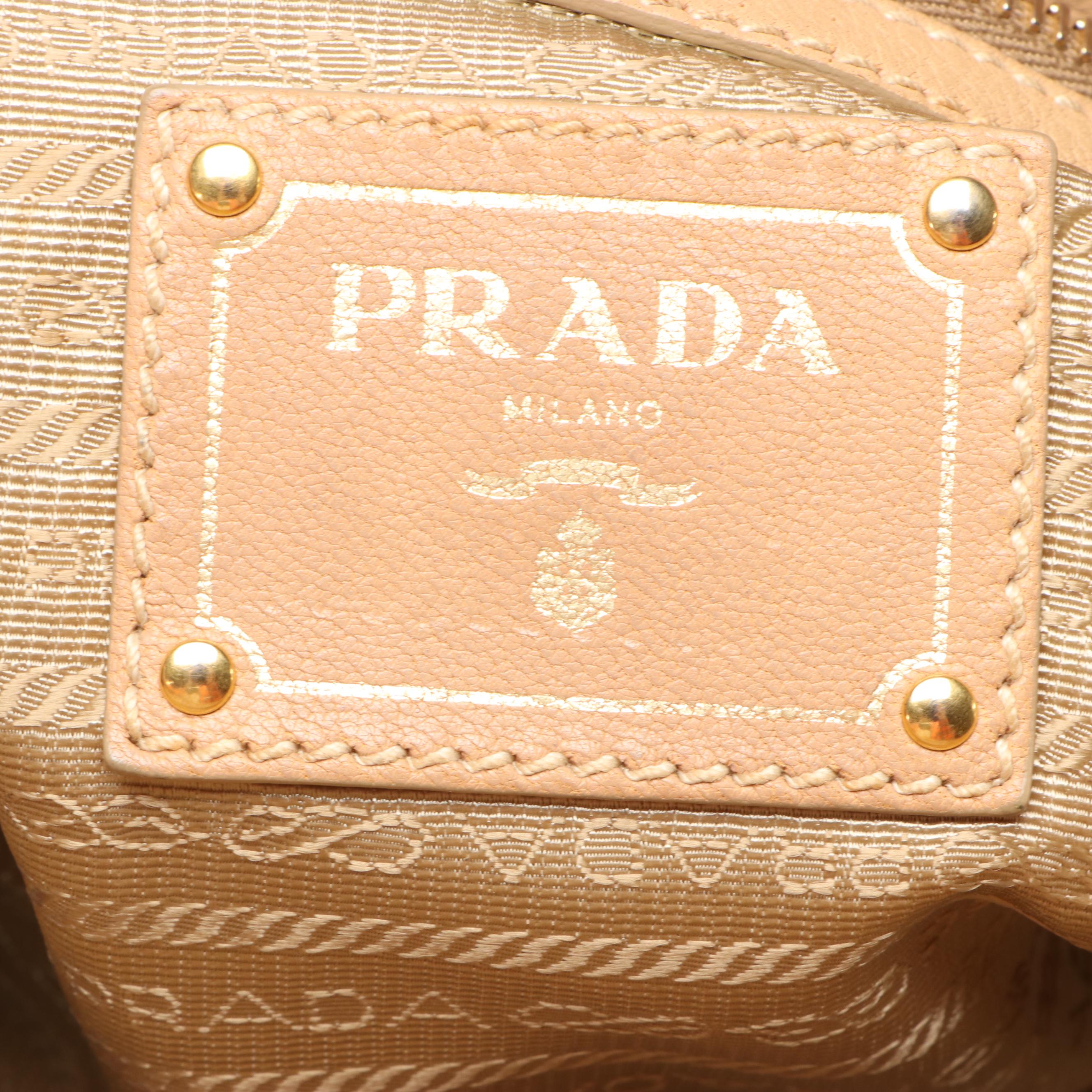 Prada Beige Deerskin Leather Top Handle Two-Way Tote