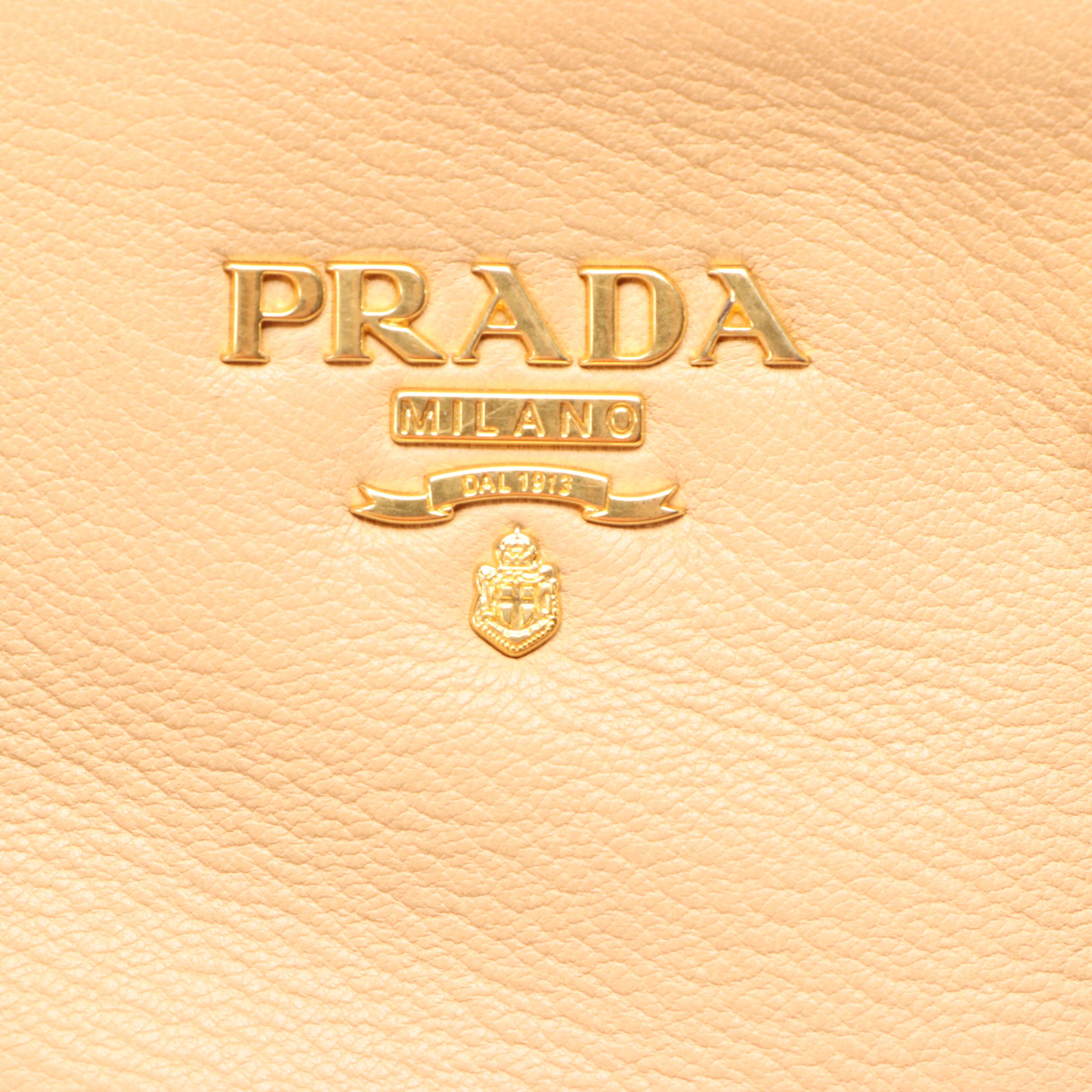 Prada Beige Deerskin Leather Top Handle Two-Way Tote