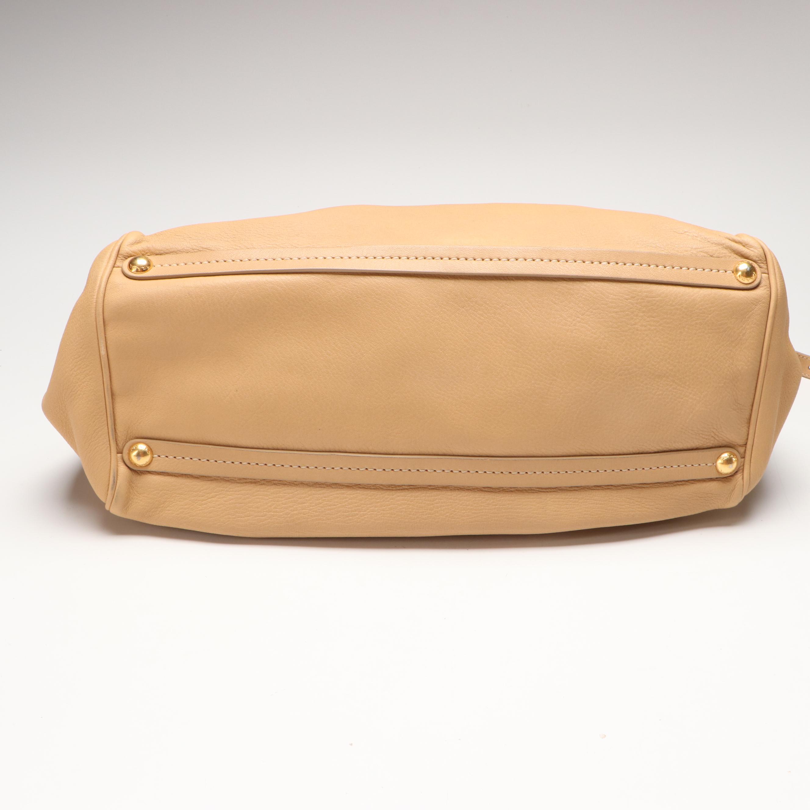 Prada Beige Deerskin Leather Top Handle Two-Way Tote