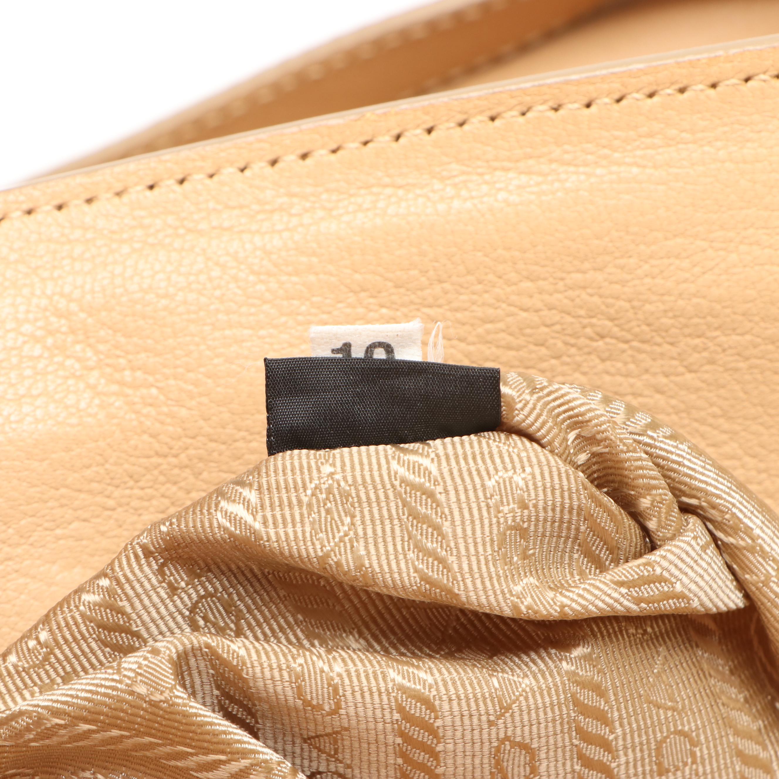 Prada Beige Deerskin Leather Top Handle Two-Way Tote