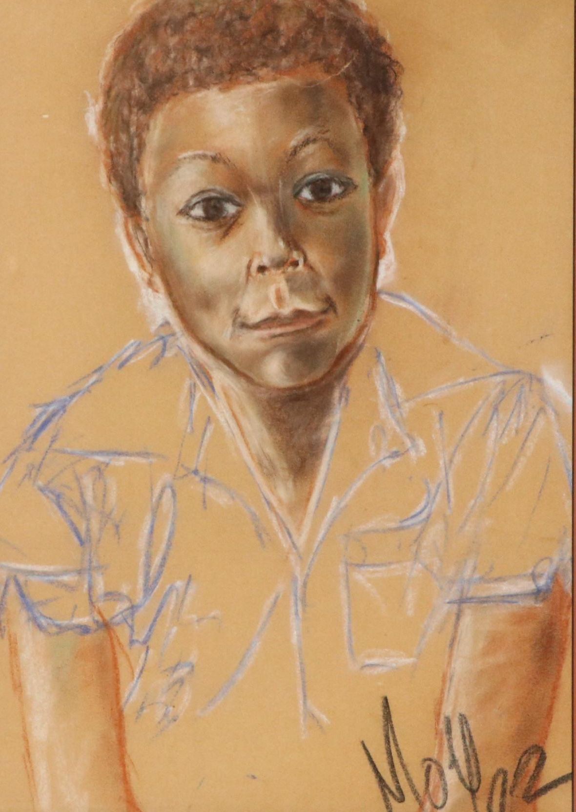 Portrait Chalk Pastel Drawing of Child, Late 20th Century
