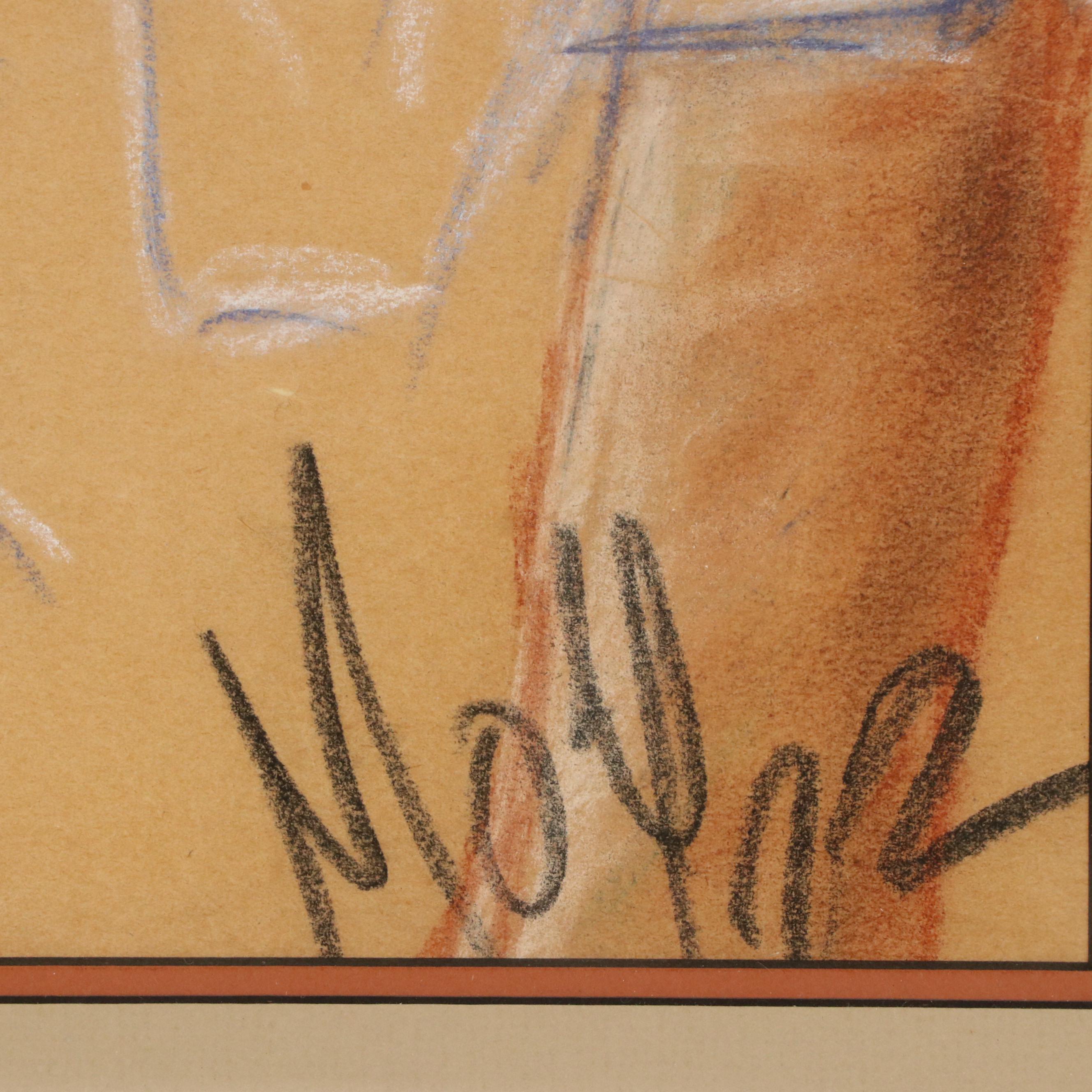 Portrait Chalk Pastel Drawing of Child, Late 20th Century