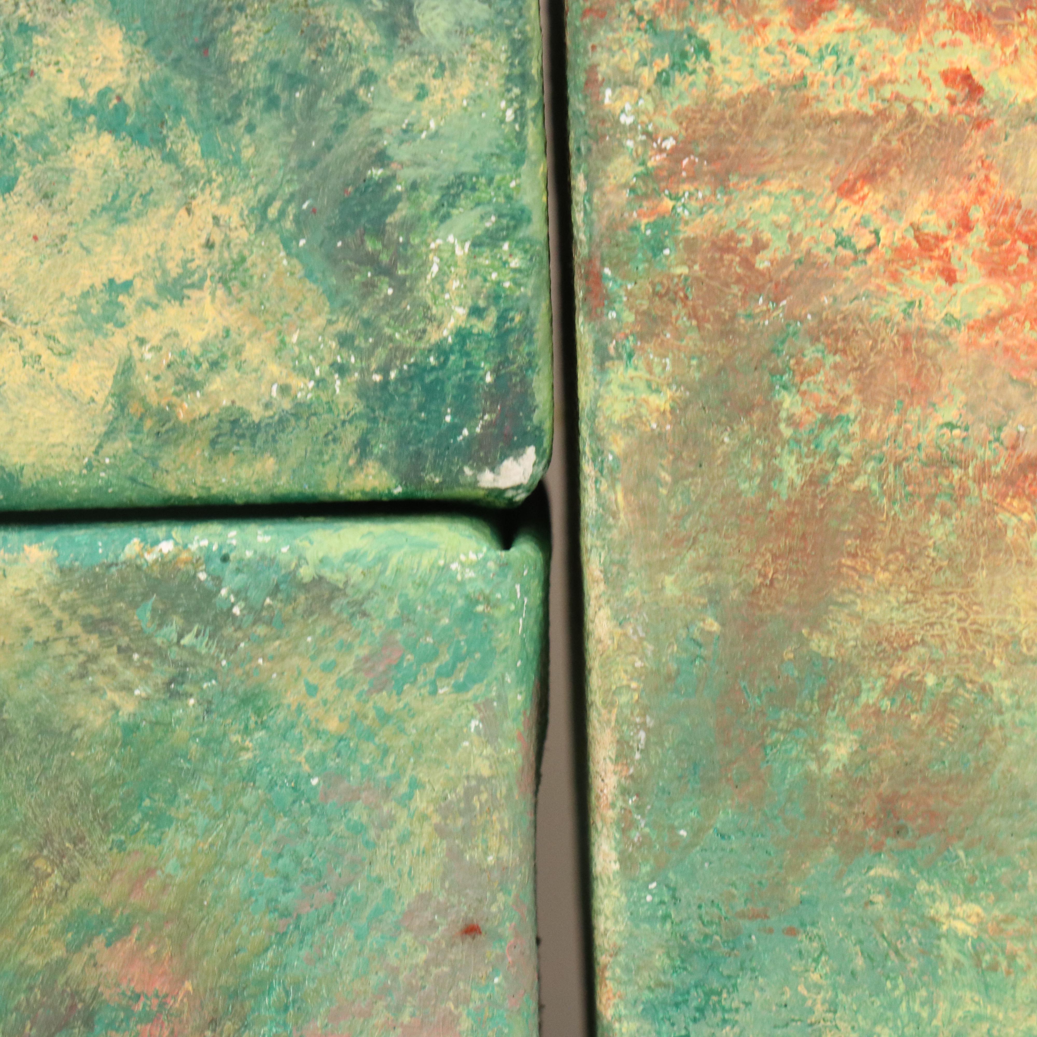 Alisa Gorsonio Triptych Rural Landscape Oil Painting of Red Barn in Autumn