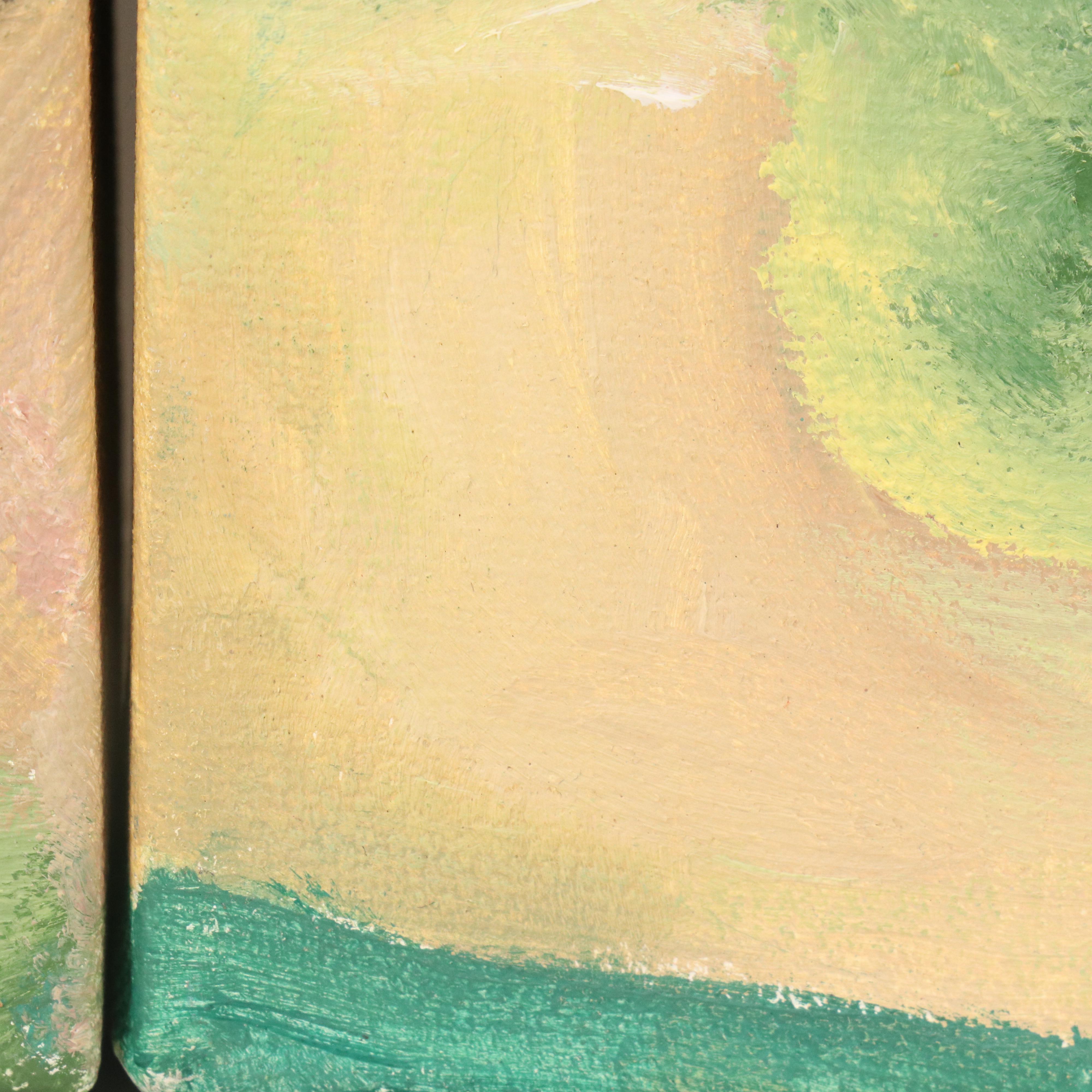 Alisa Gorsonio Triptych Rural Landscape Oil Painting of Red Barn in Autumn