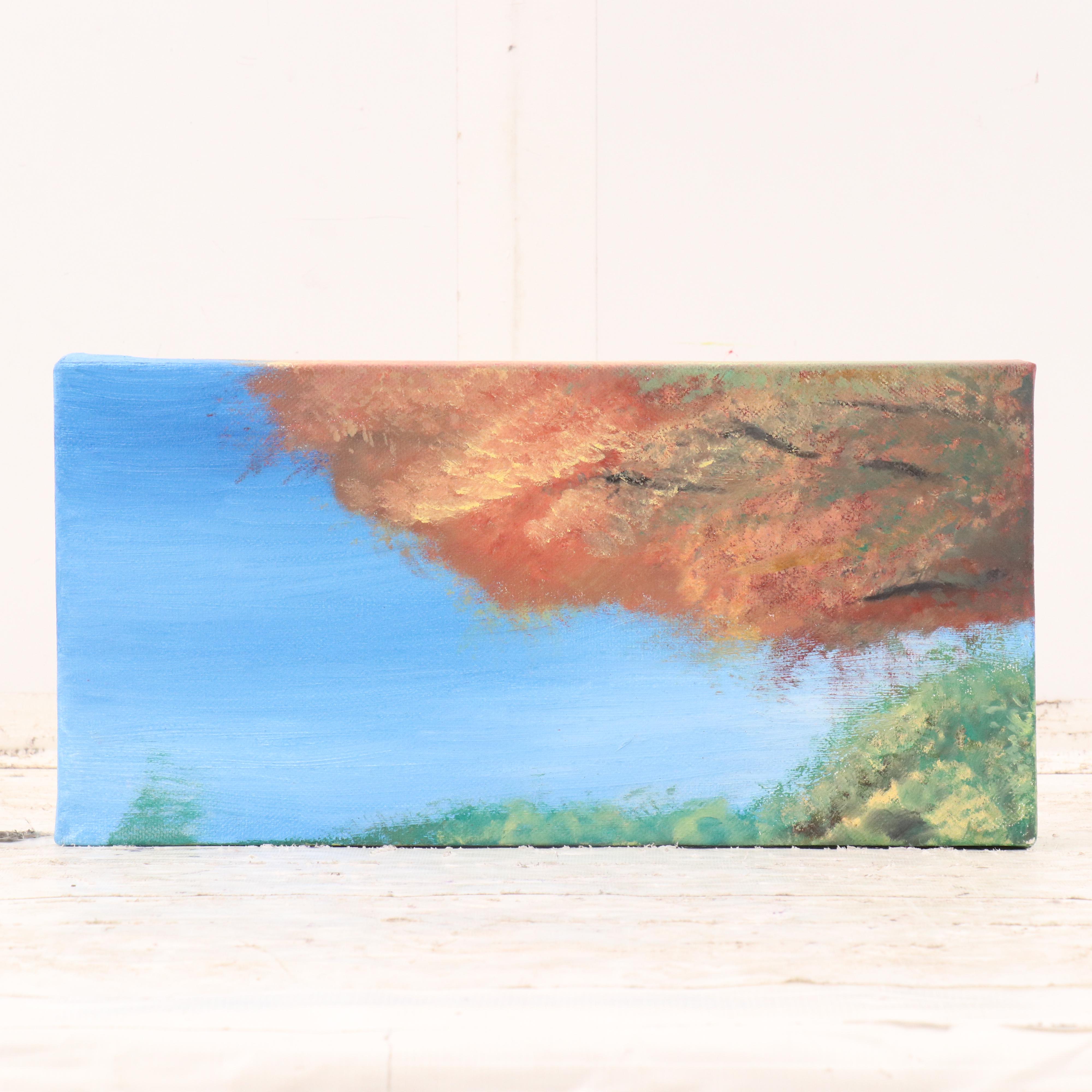 Alisa Gorsonio Triptych Rural Landscape Oil Painting of Red Barn in Autumn