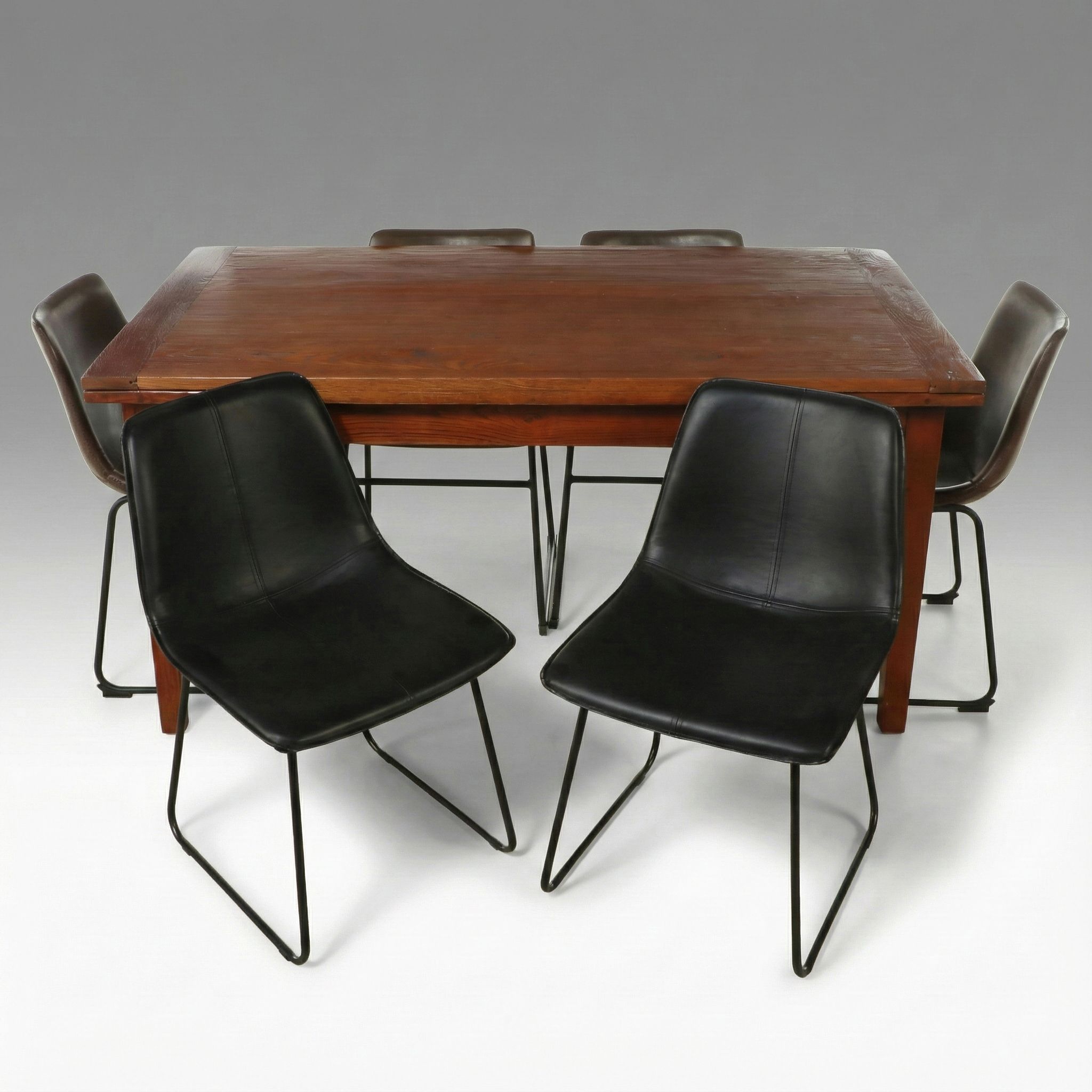 Arts & Crafts Style Oak Extending Table with Mid Century Modern Style Chairs