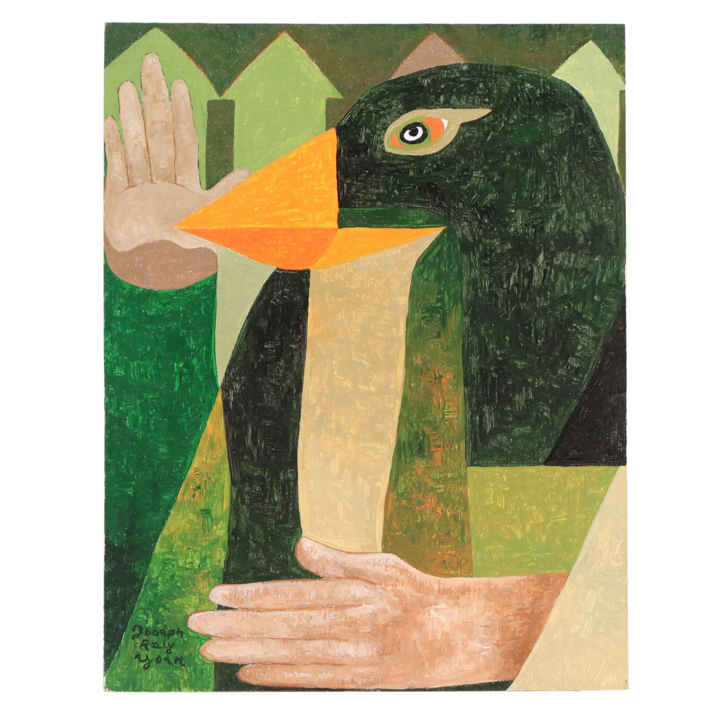 Joseph Ray York Anthropomorphic Oil Painting "Strange Bird #54," 2019