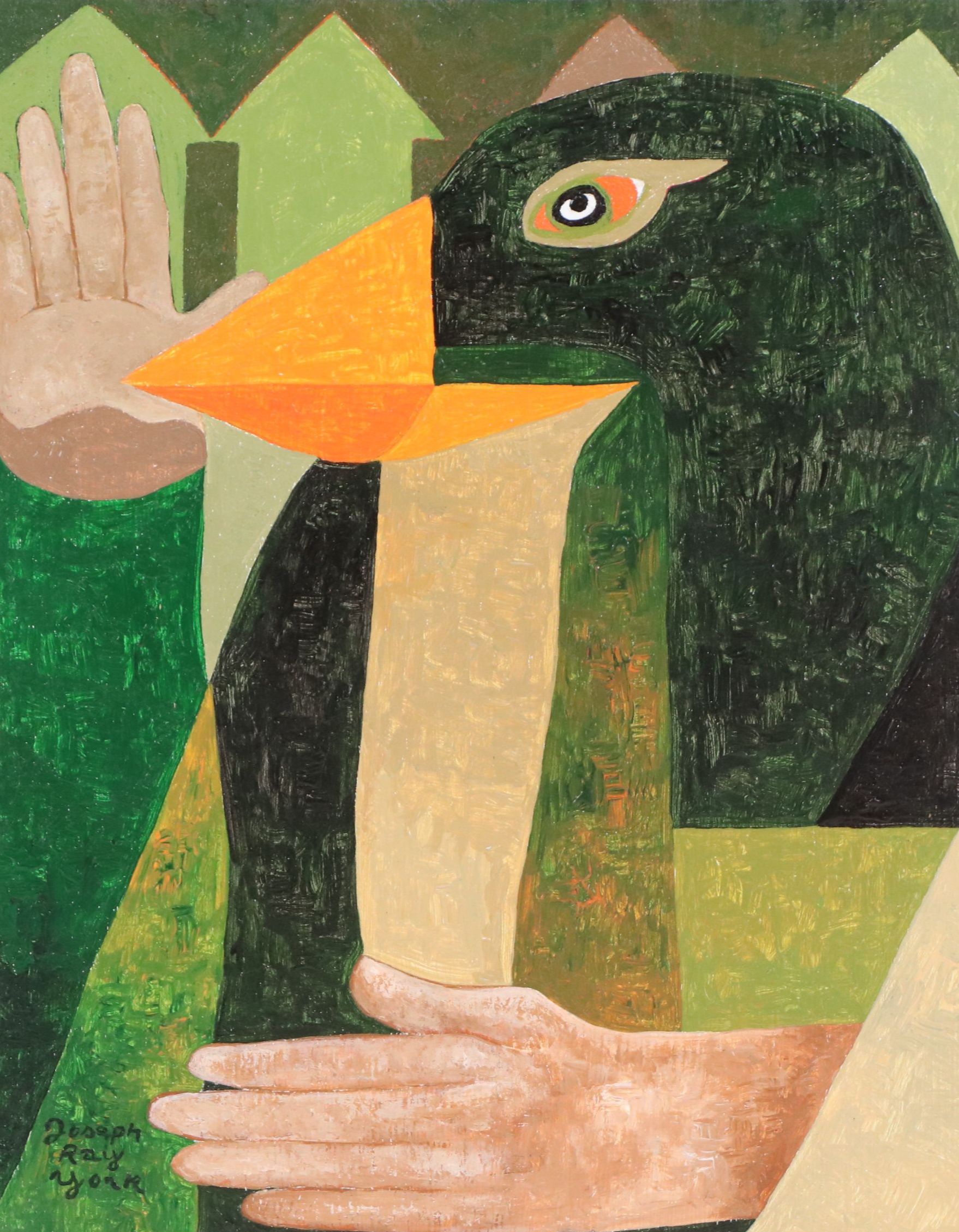 Joseph Ray York Anthropomorphic Oil Painting "Strange Bird #54," 2019