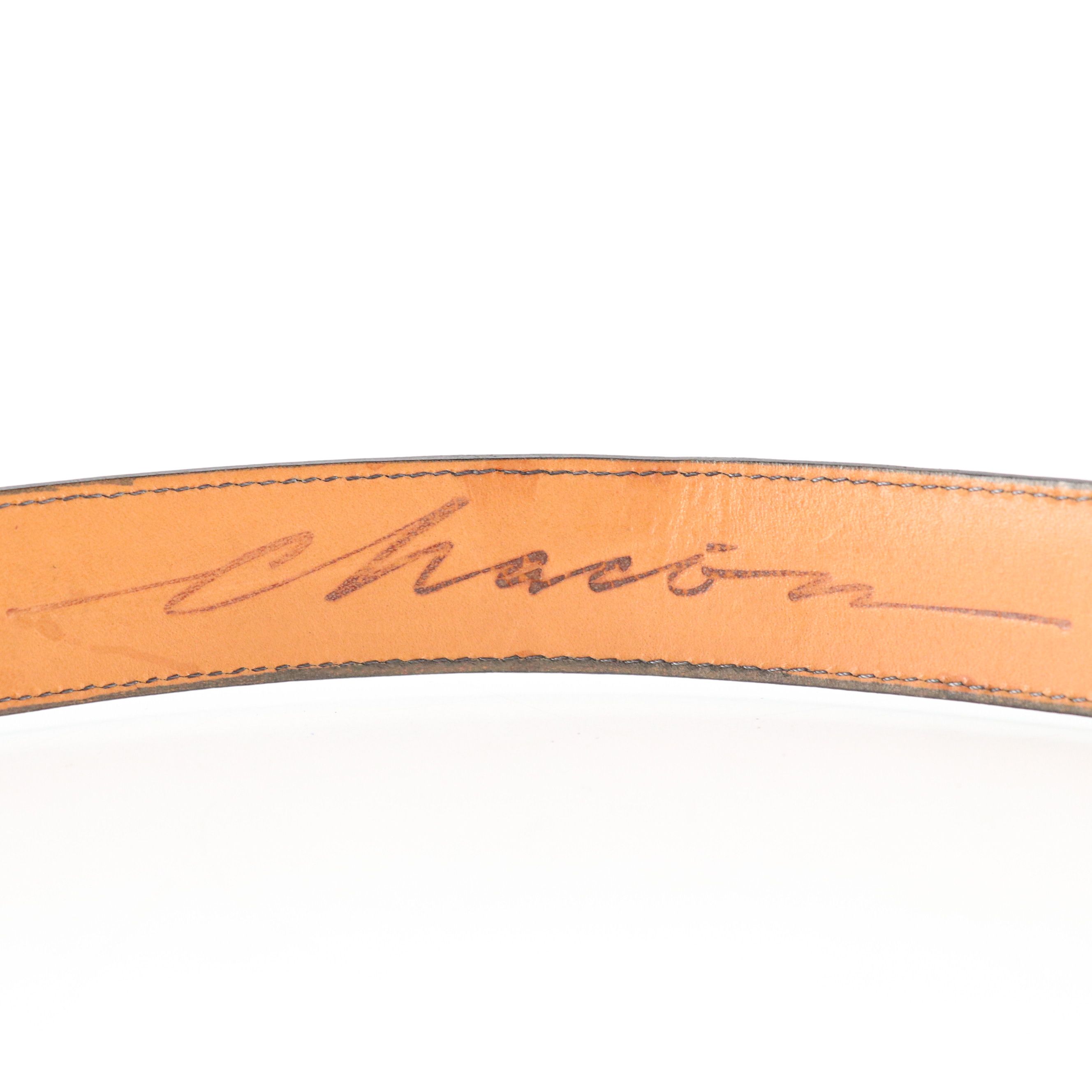 Chacon Sterling Buckle Set on Embossed Leather Strap