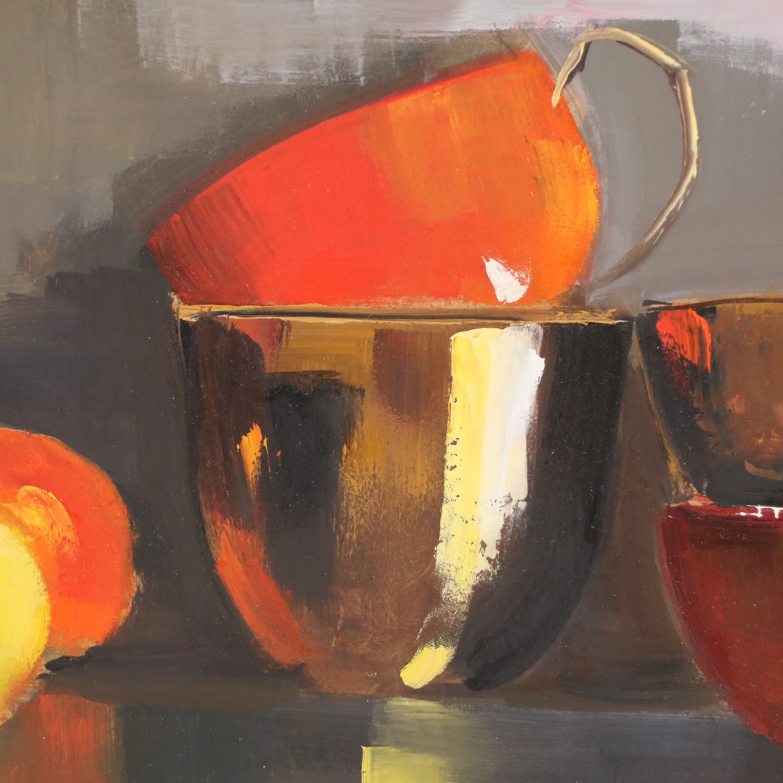 Natalia Demenko Fruit Still Life Oil Painting with Cups, 21st Century
