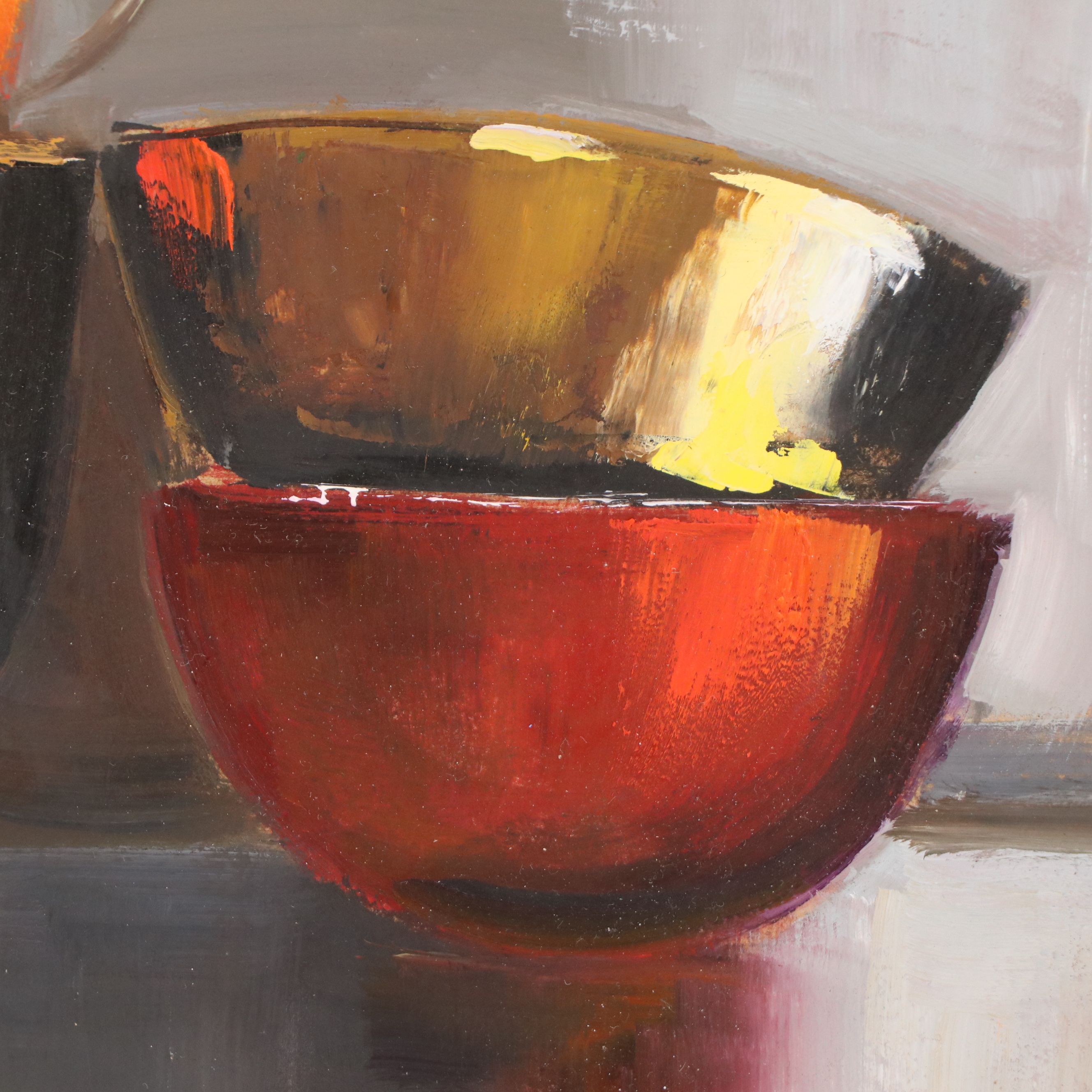 Natalia Demenko Fruit Still Life Oil Painting with Cups, 21st Century