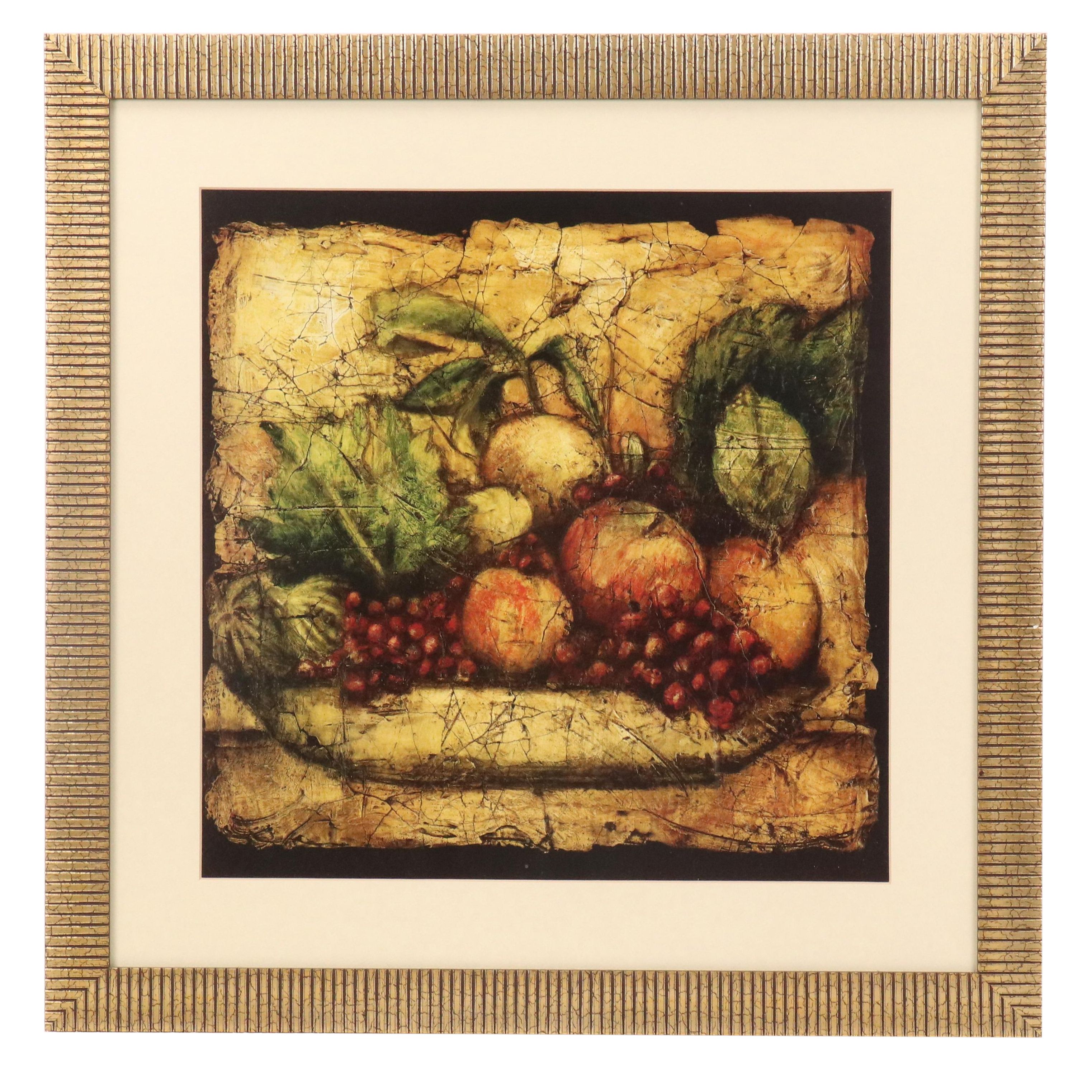 Offset Lithograph Fruit Bowl Still Life