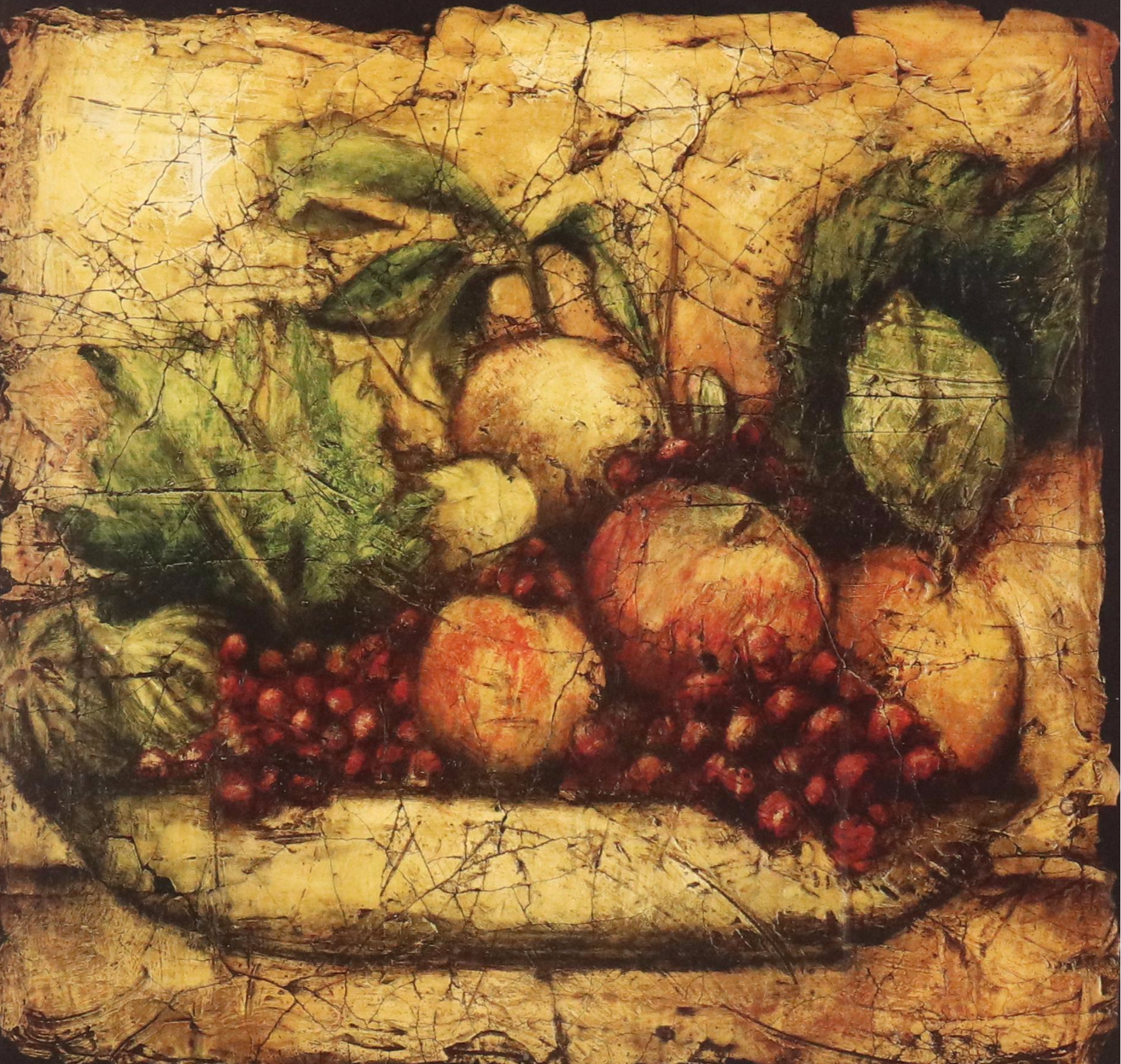 Offset Lithograph Fruit Bowl Still Life