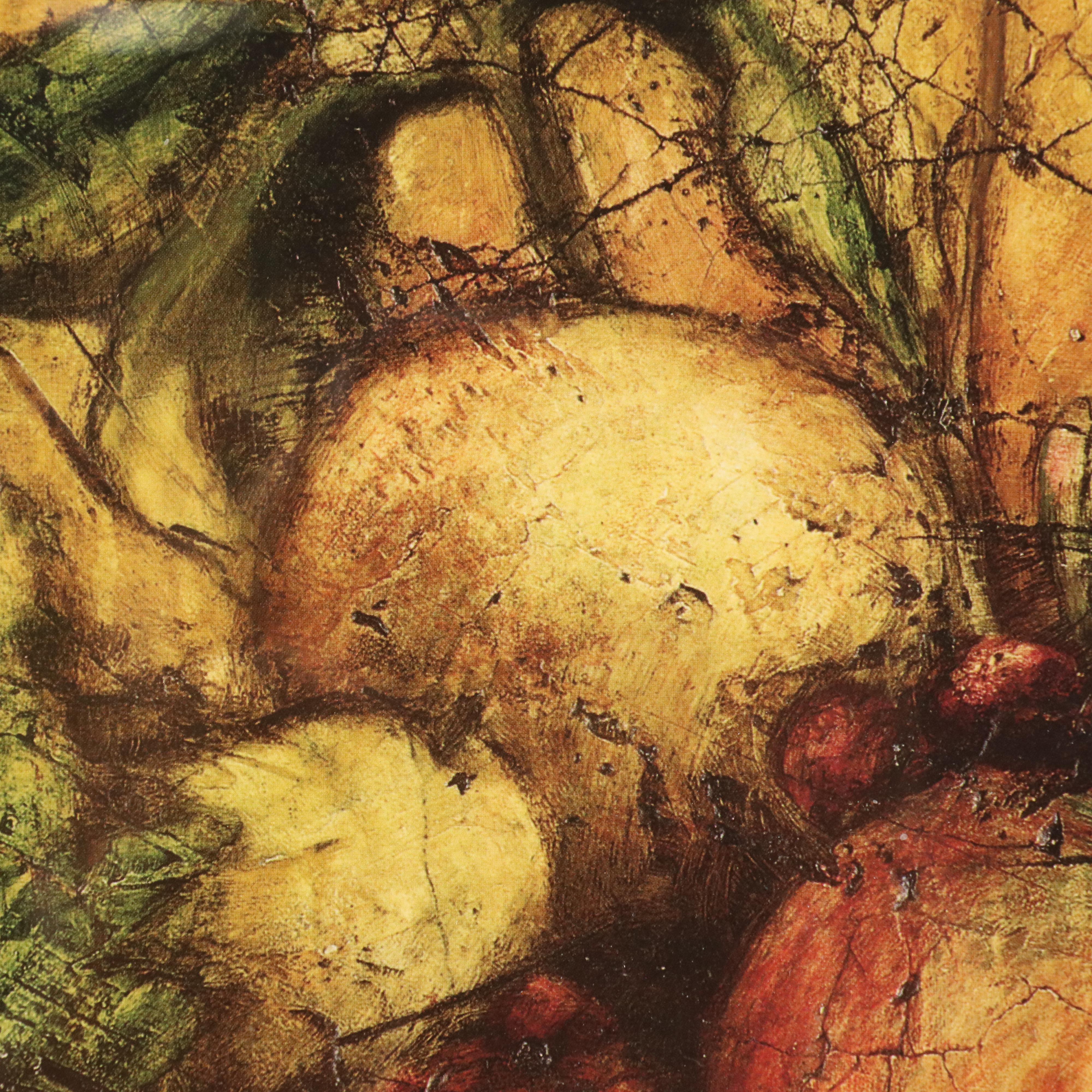 Offset Lithograph Fruit Bowl Still Life