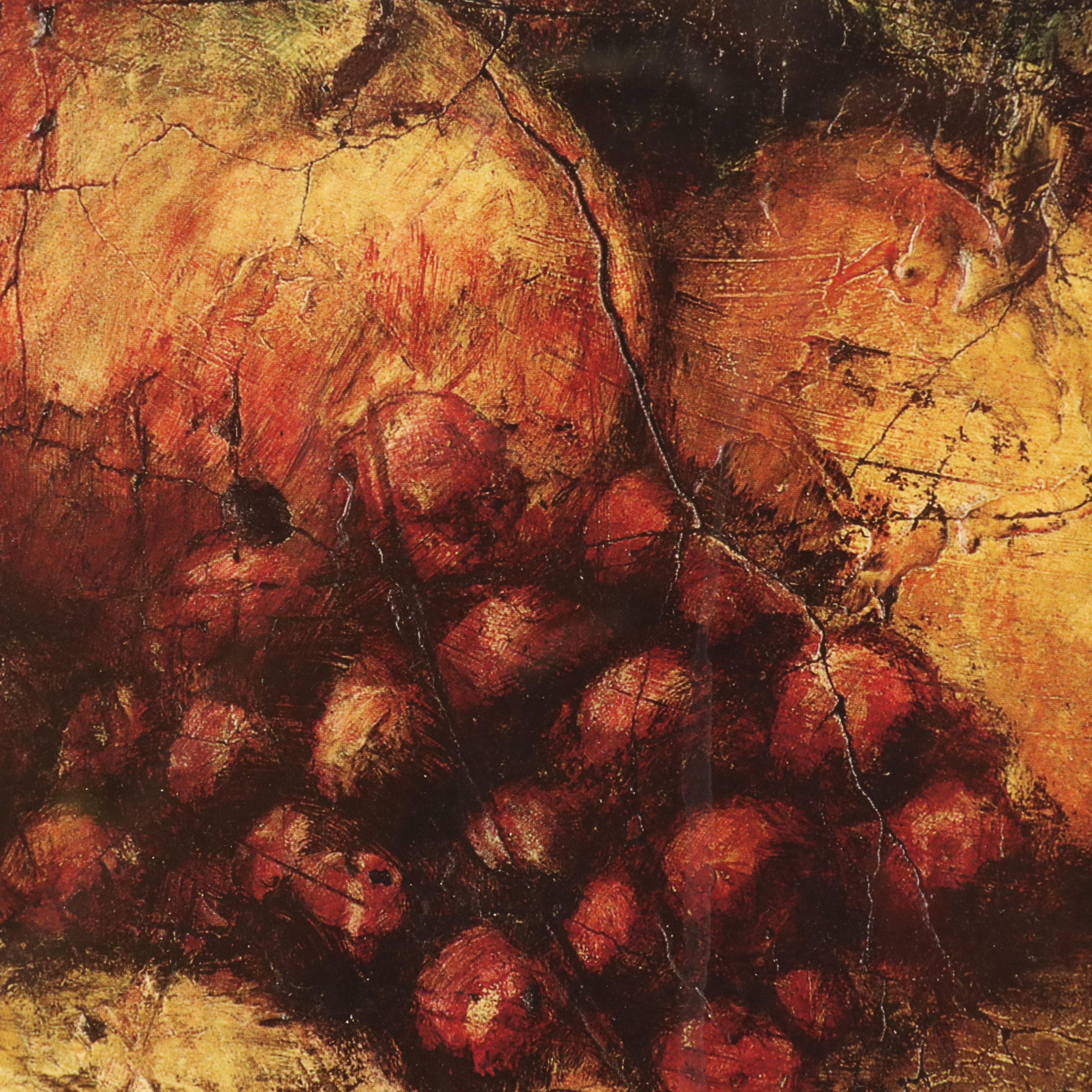Offset Lithograph Fruit Bowl Still Life
