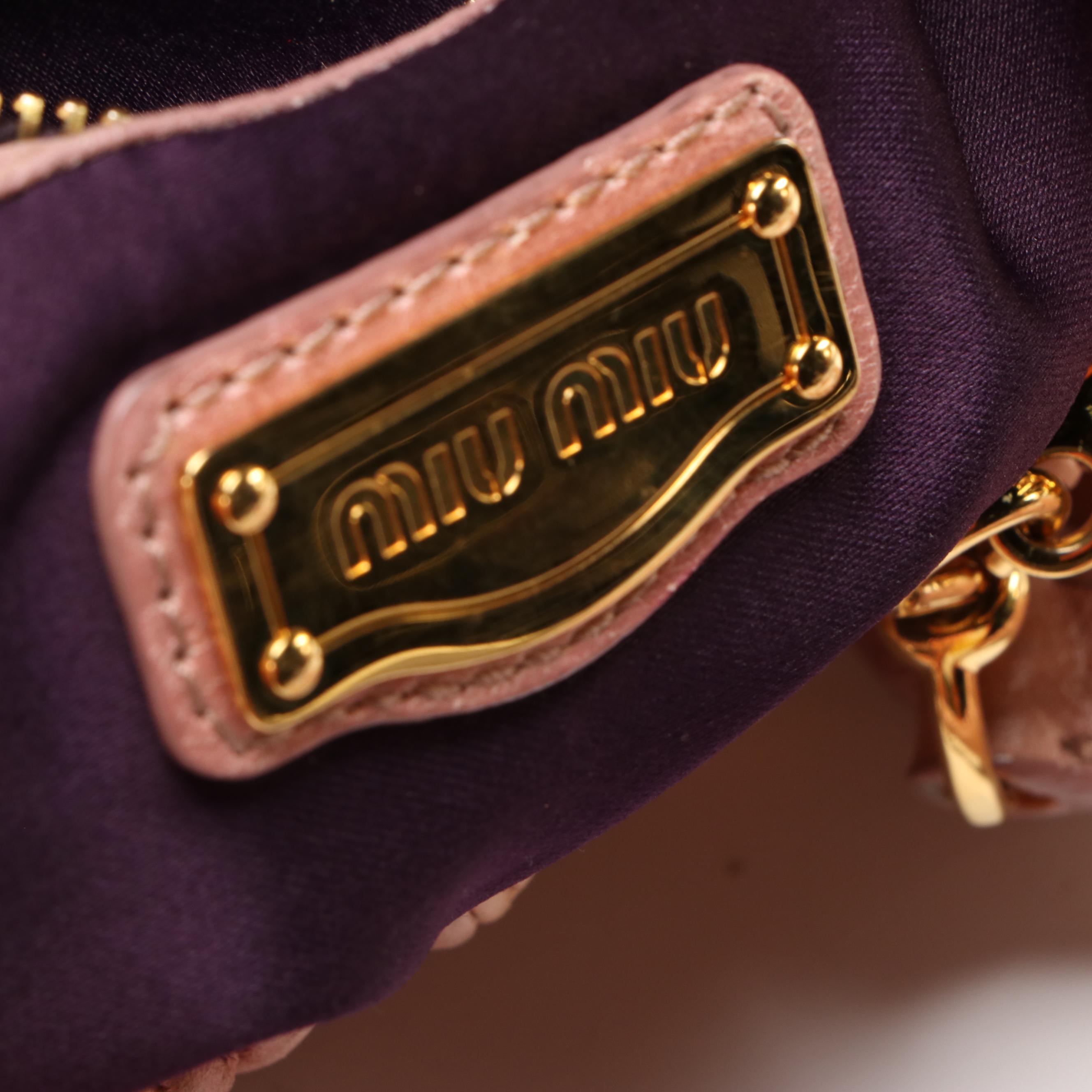 Miu Miu Harlequin Two-Way Tote in Pink Tricolored Patchwork Calfskin Leather