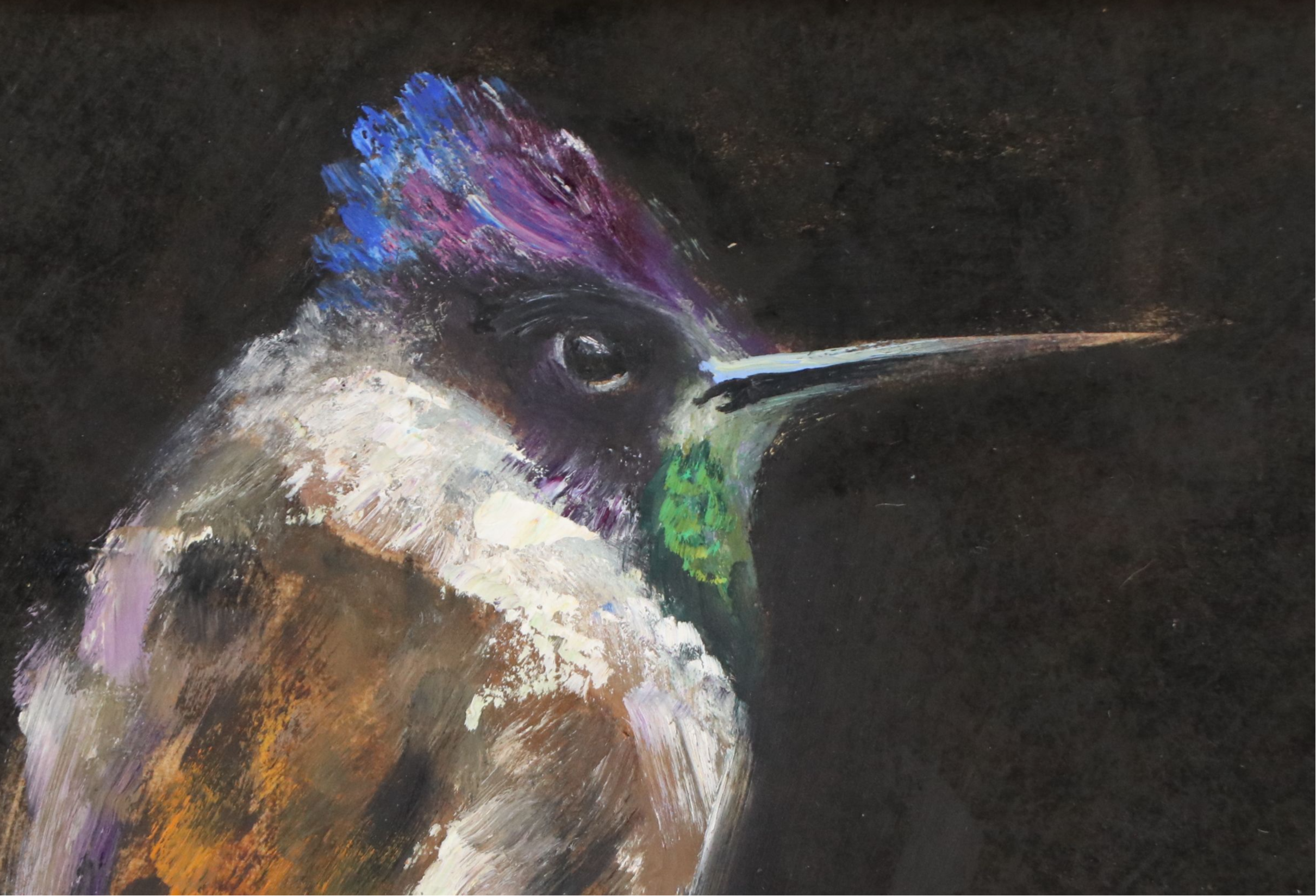 Natalia Demenko Oil Painting of Bird on Branch, 21st Century