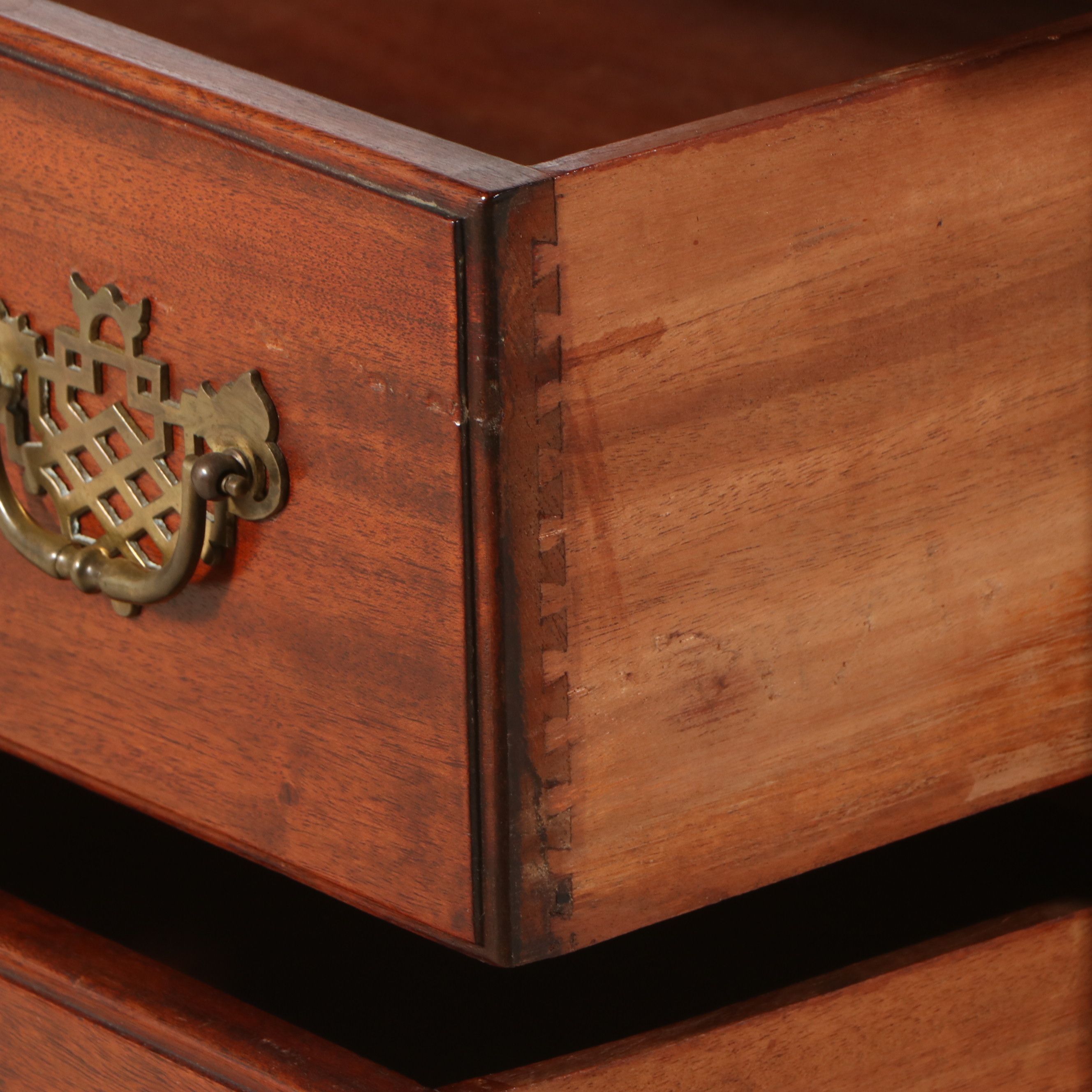 Queen Anne Style Carved Mahogany Broken Bonnet and Finial Highboy