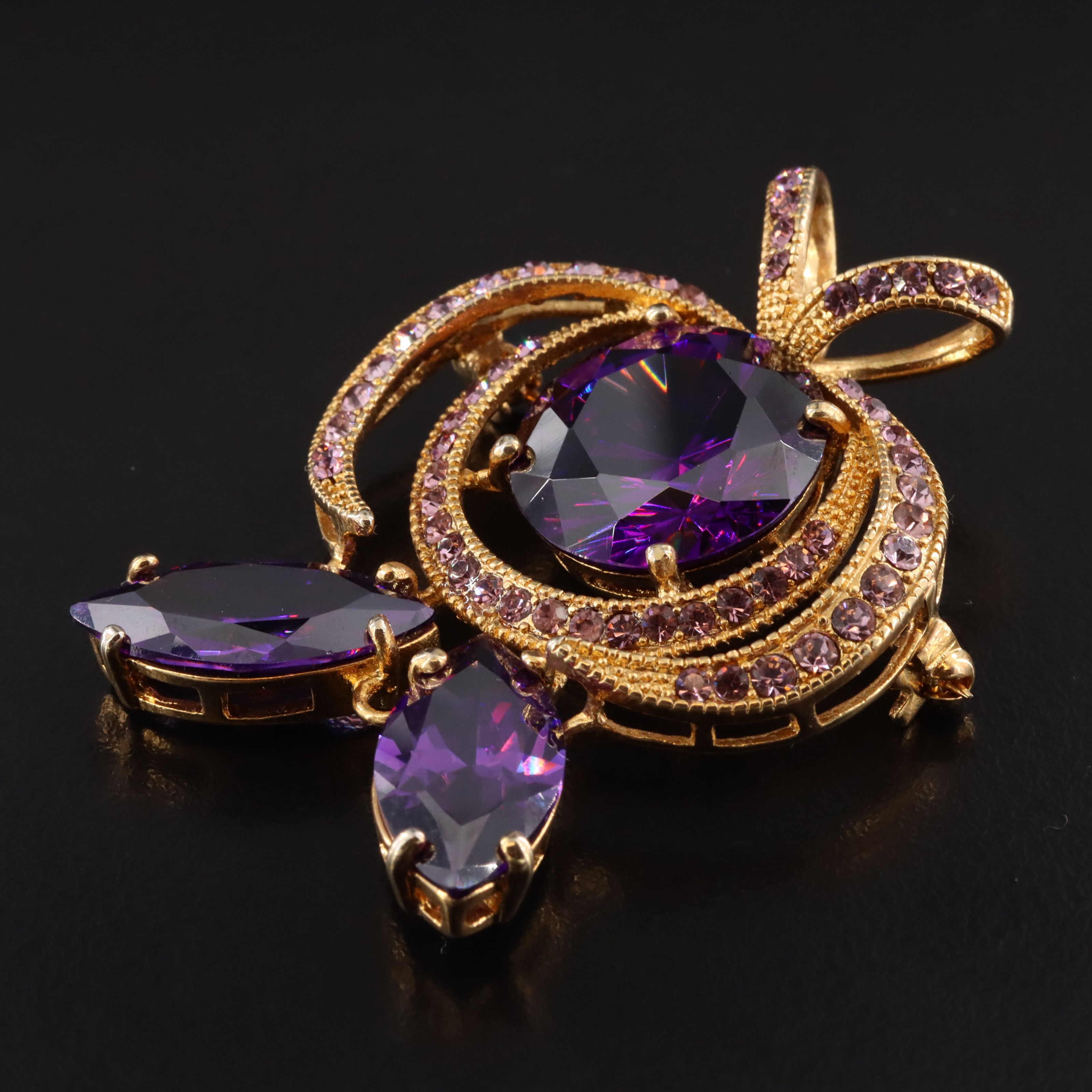 Crystal Rhinestone Converter Brooch