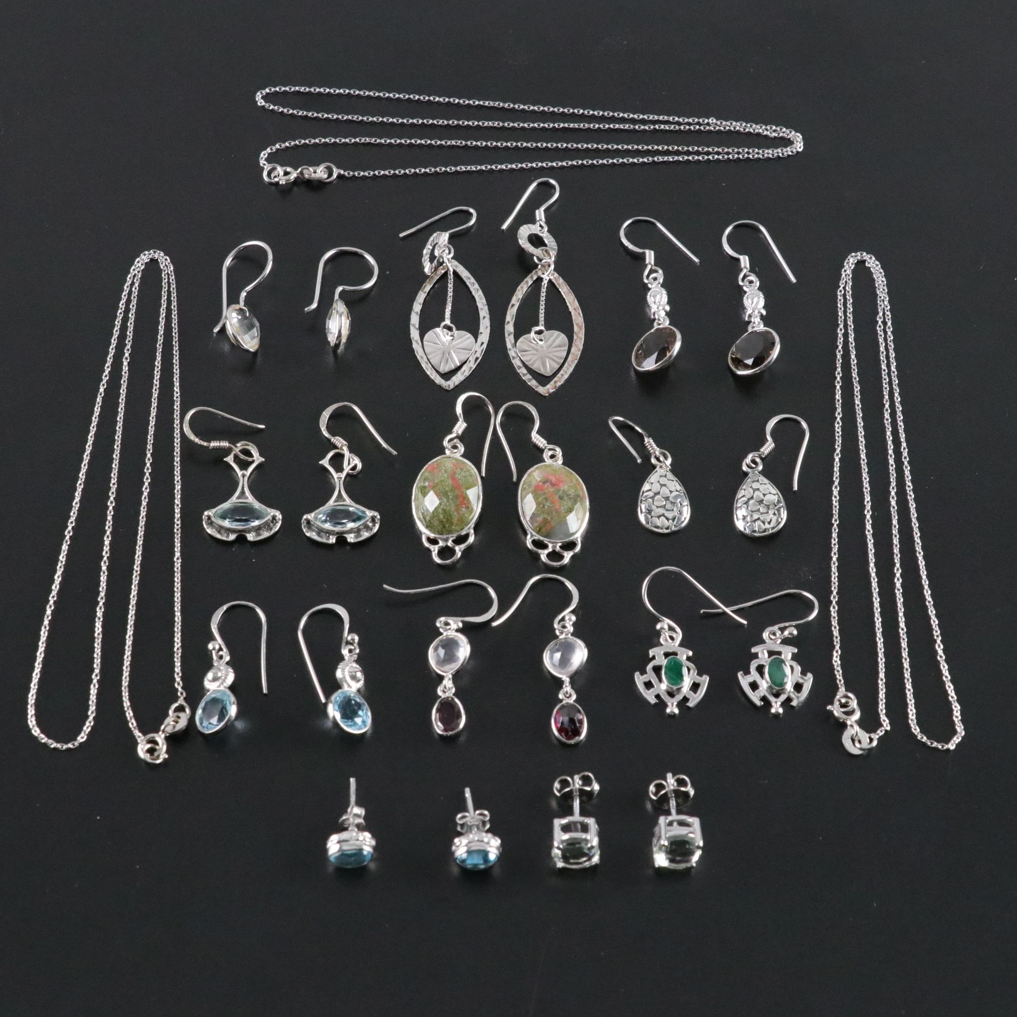14 Assorted Sterling Earrings and Necklaces