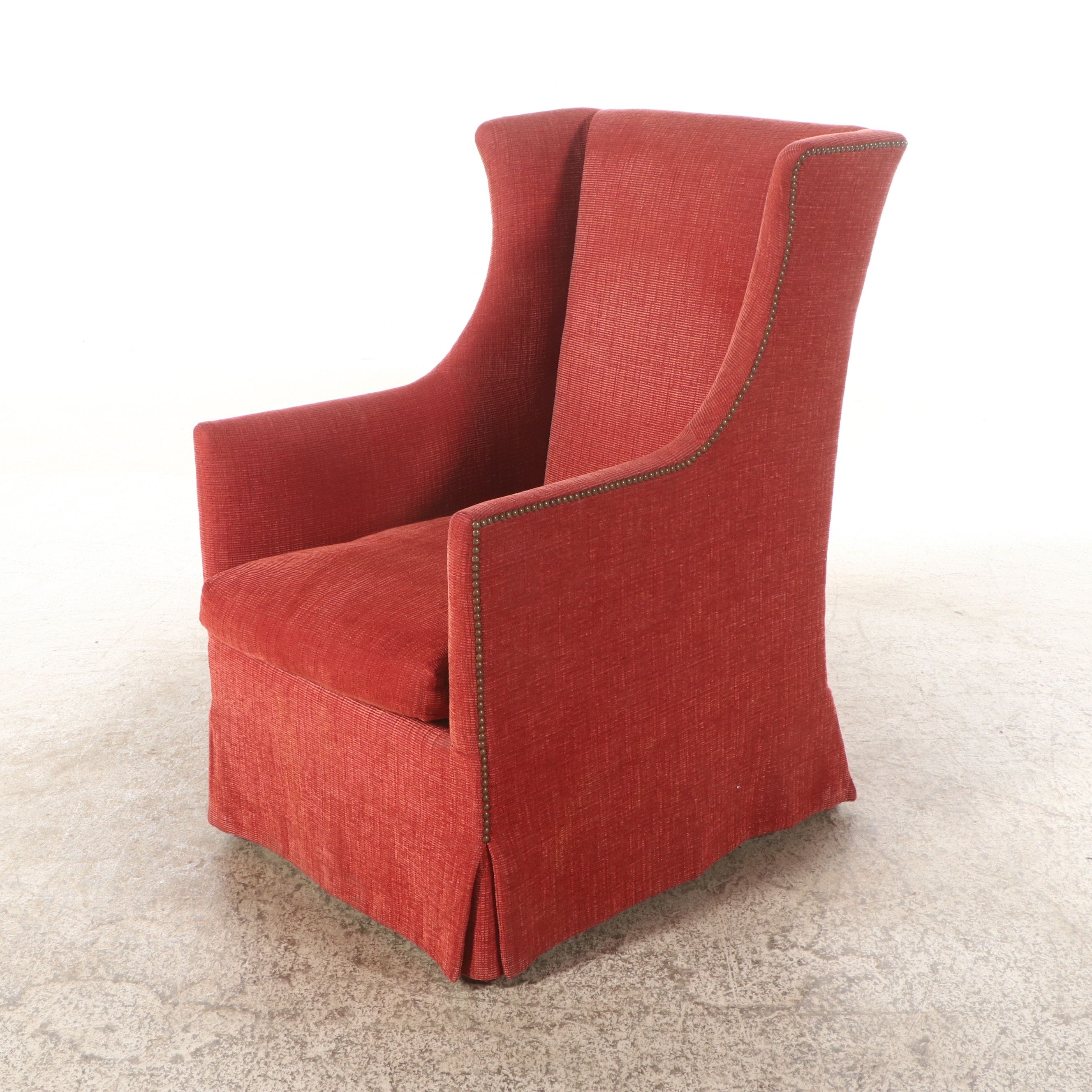 Dessin Fournir Mid-Century Regency Style Upholstered Armchair with Nailhead Trim