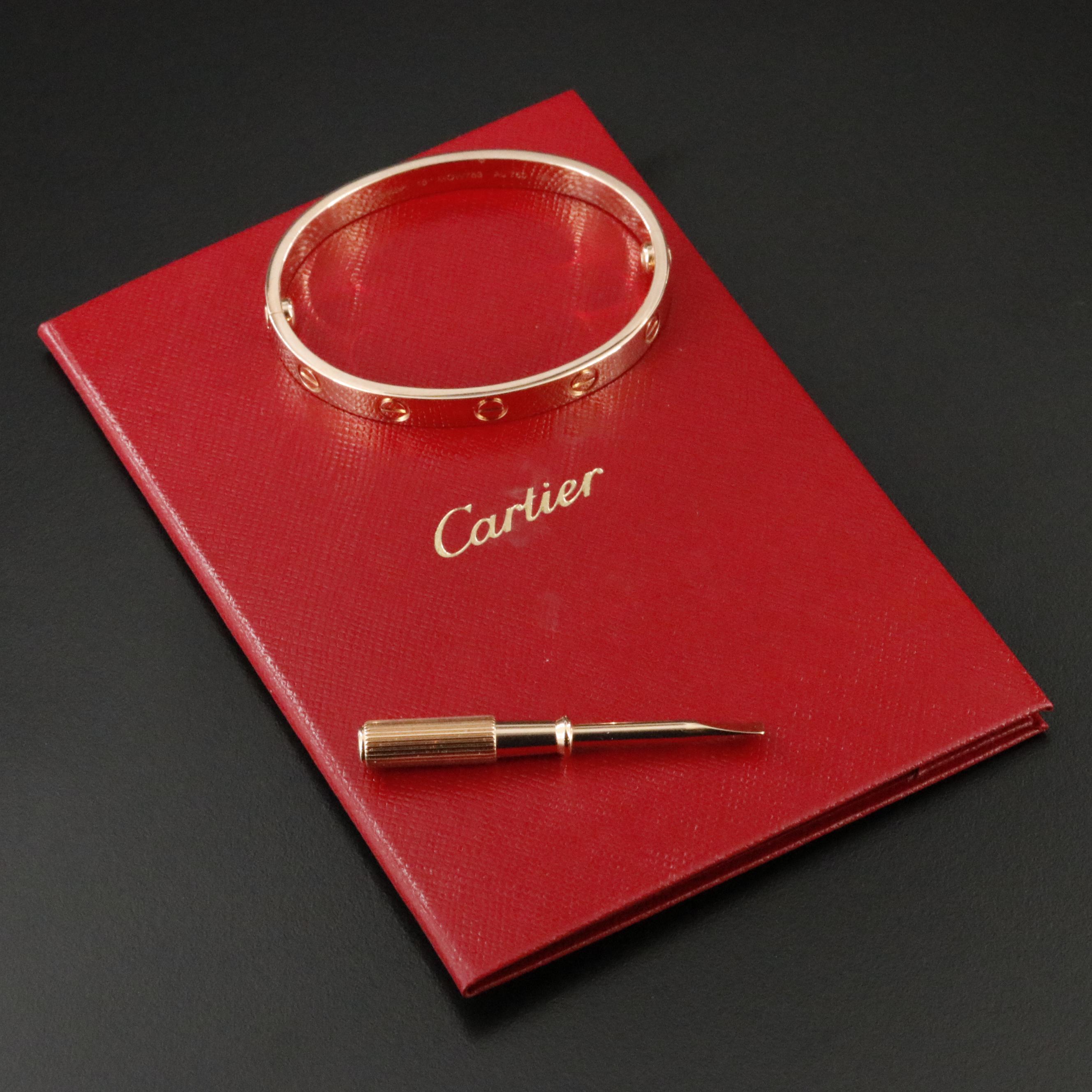 Cartier LOVE 18K Rose Gold Bracelet with COA