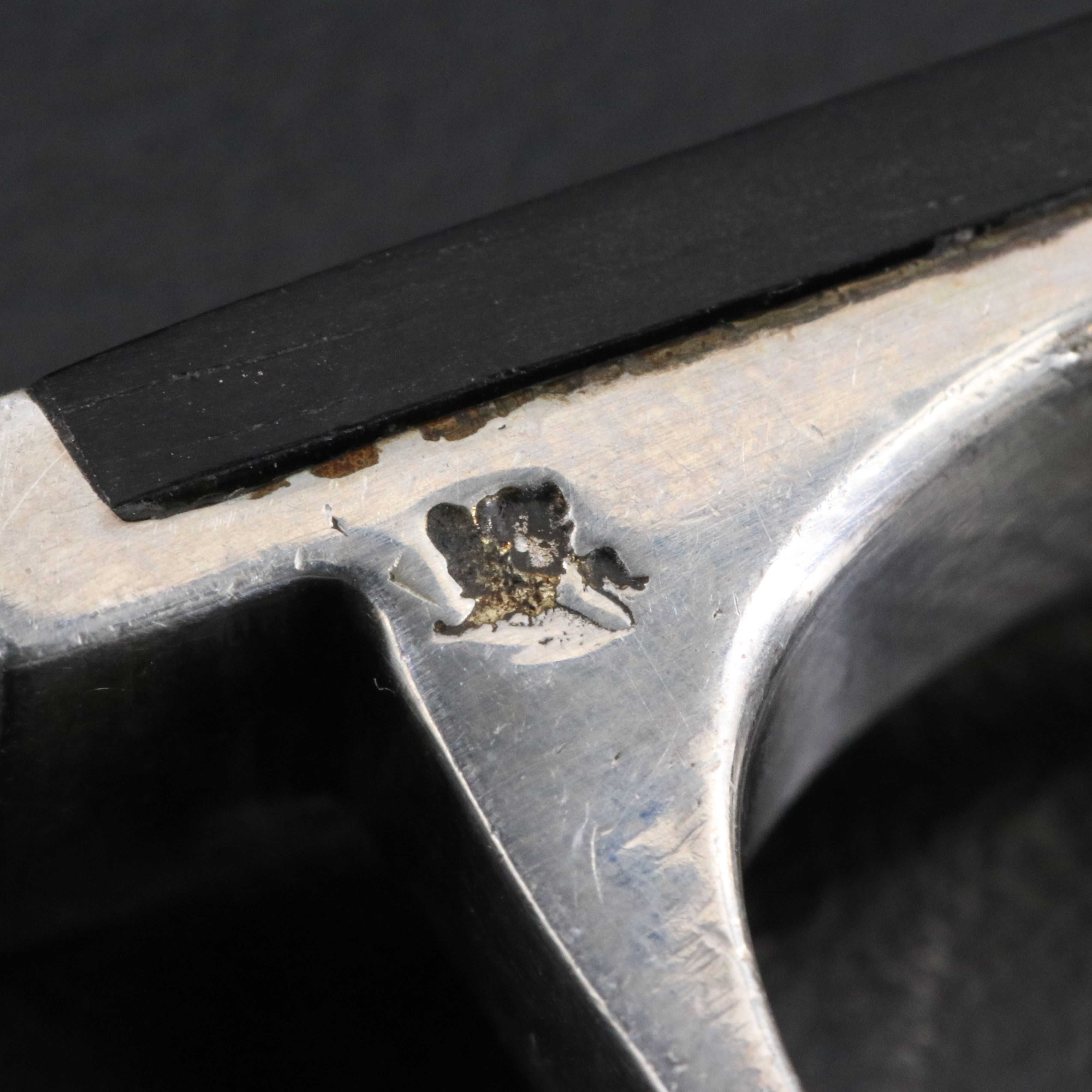 Signed Sterling and Wood Inlay Bar Ring