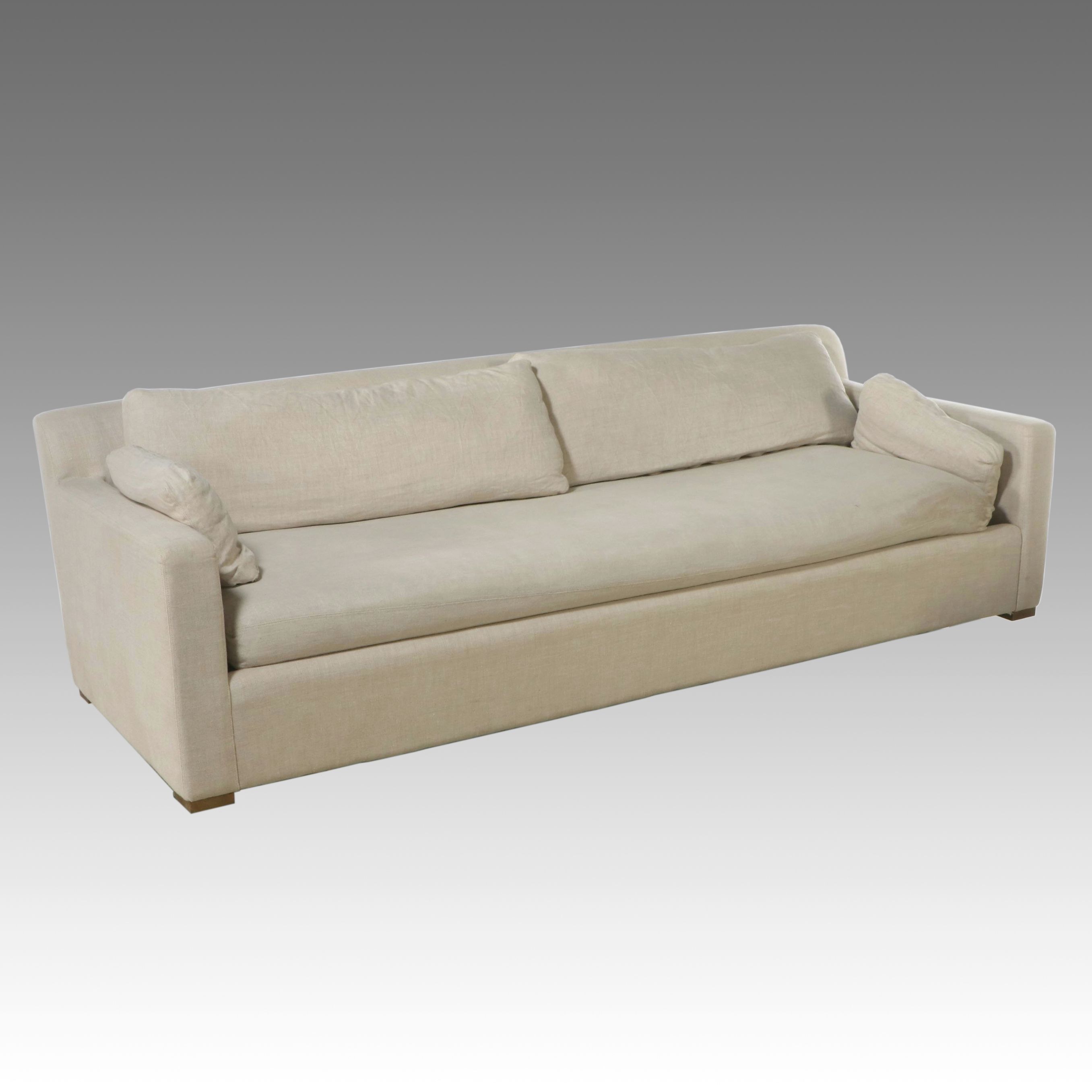 Restoration Hardware Contemporary Linen Upholstered Sofa