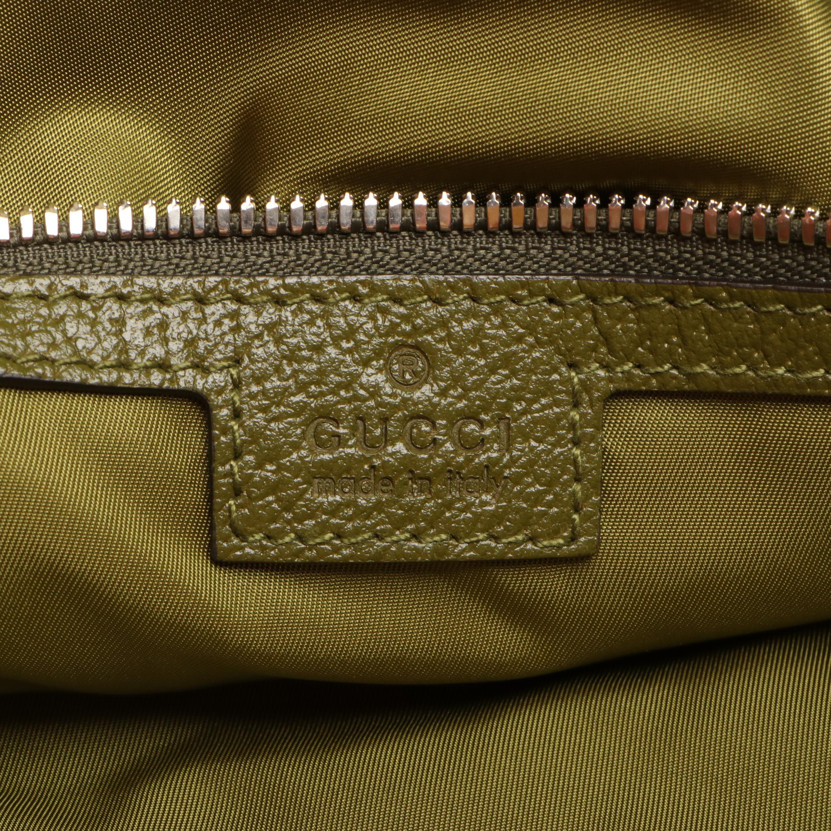 Gucci Off the Grid Two-Way Tote in Jumbo GG Green Econyl Nylon and Leather Trim