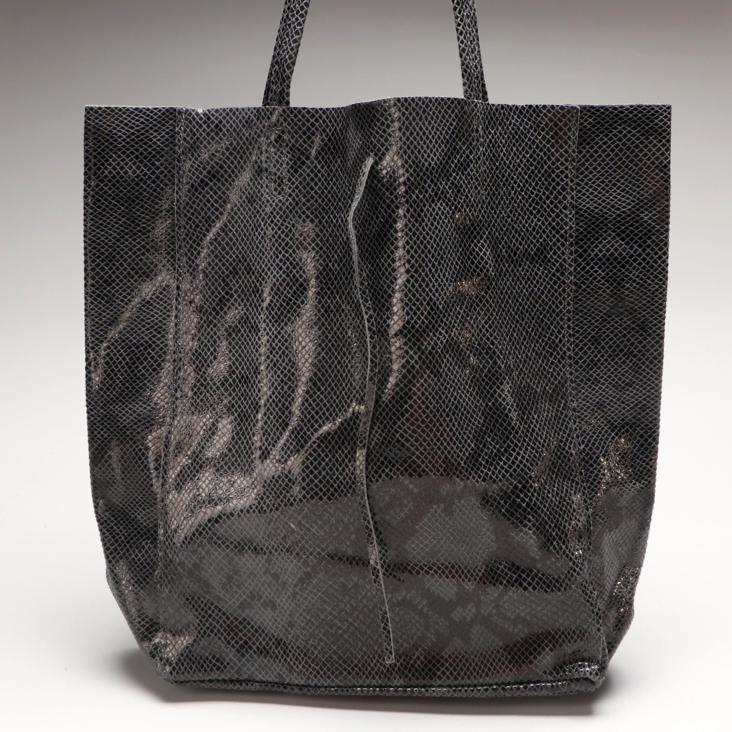 Borse In Pelle Embossed Snakeprint Leather Handbag