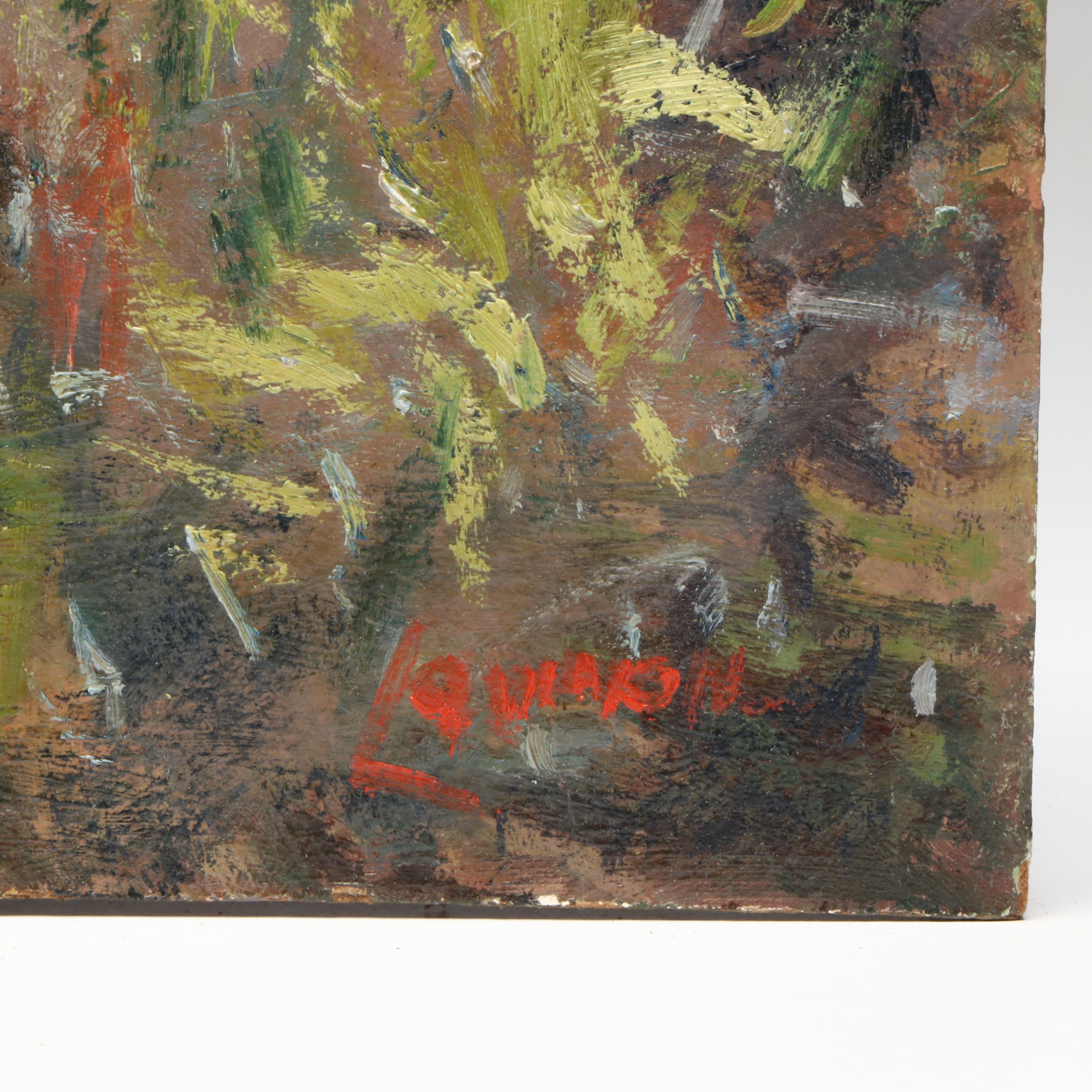 Bernard Lennon Impressionist Garden Landscape Oil Painting with Figure