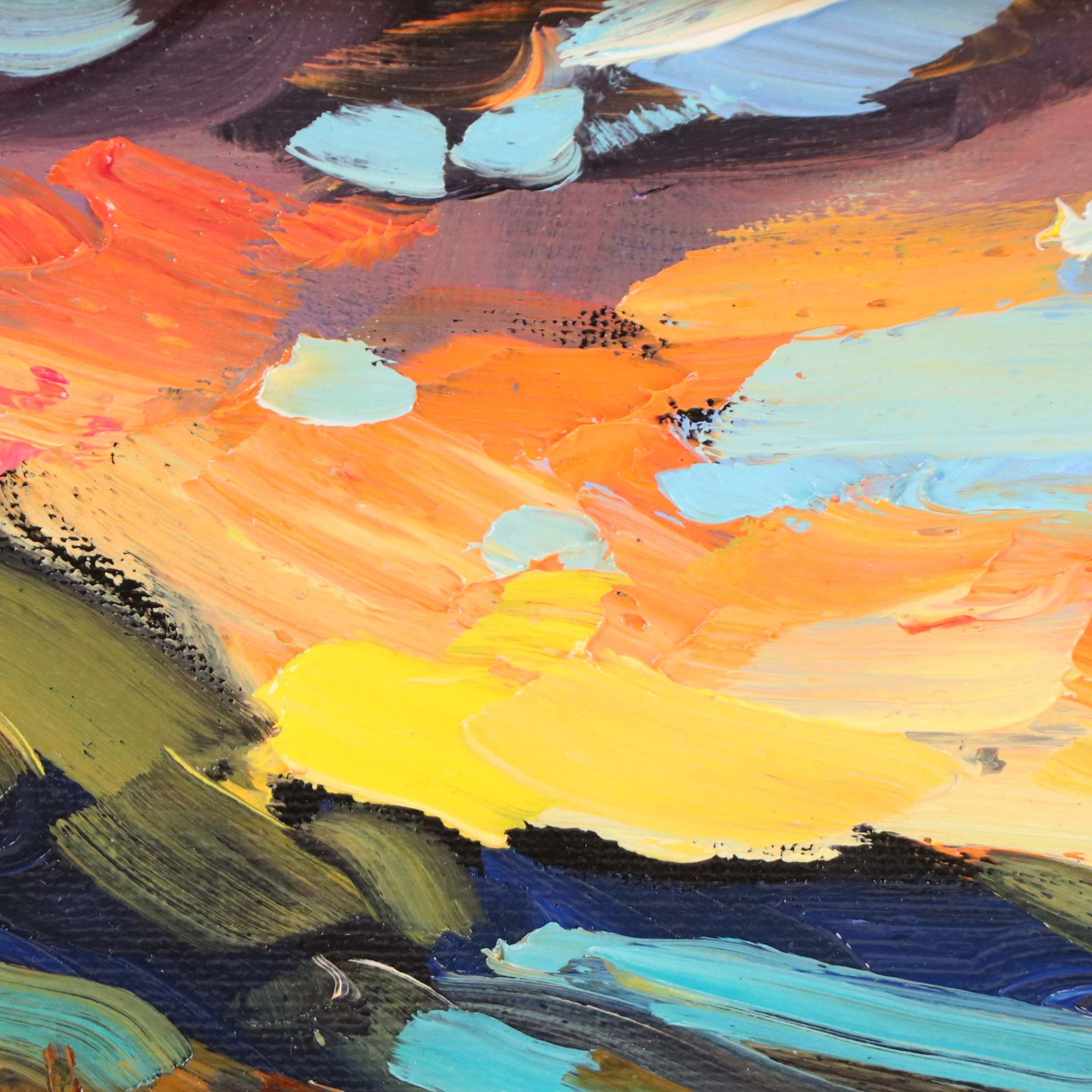 William Hawkins Abstract Sunset Landscape Oil Painting, 21st Century