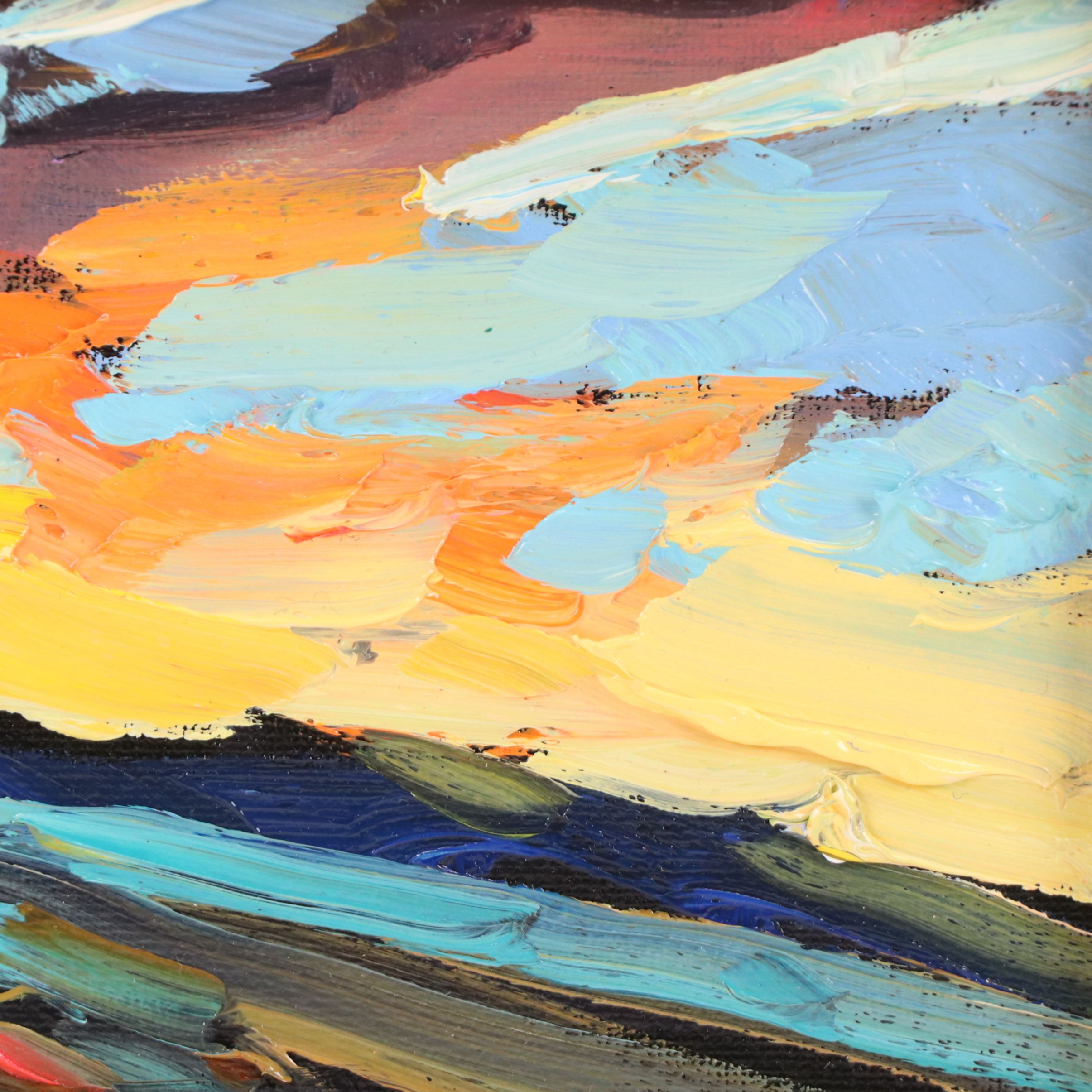 William Hawkins Abstract Sunset Landscape Oil Painting, 21st Century