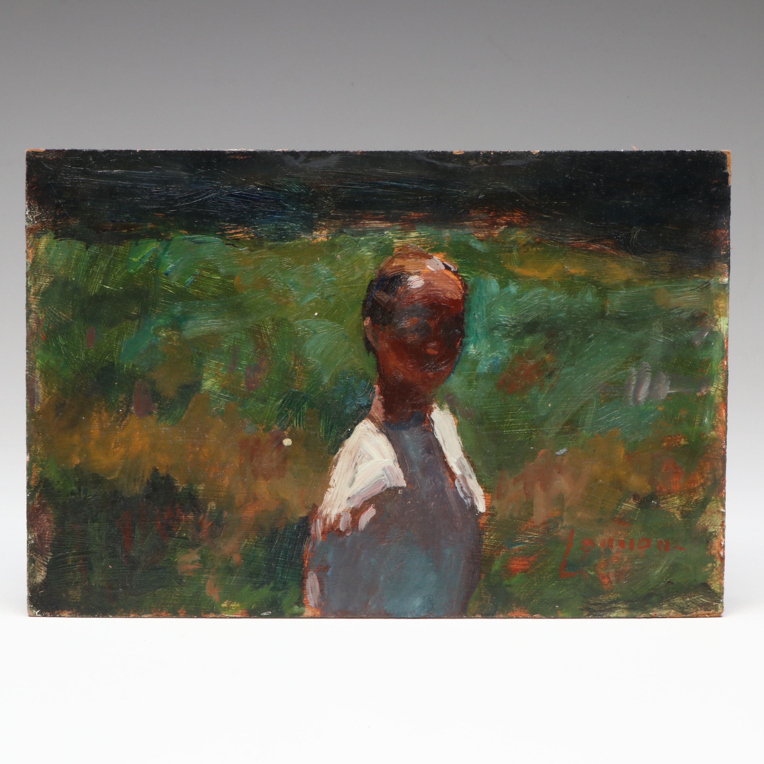 Bernard Lennon Impressionist Garden Landscape Oil Painting with Figure