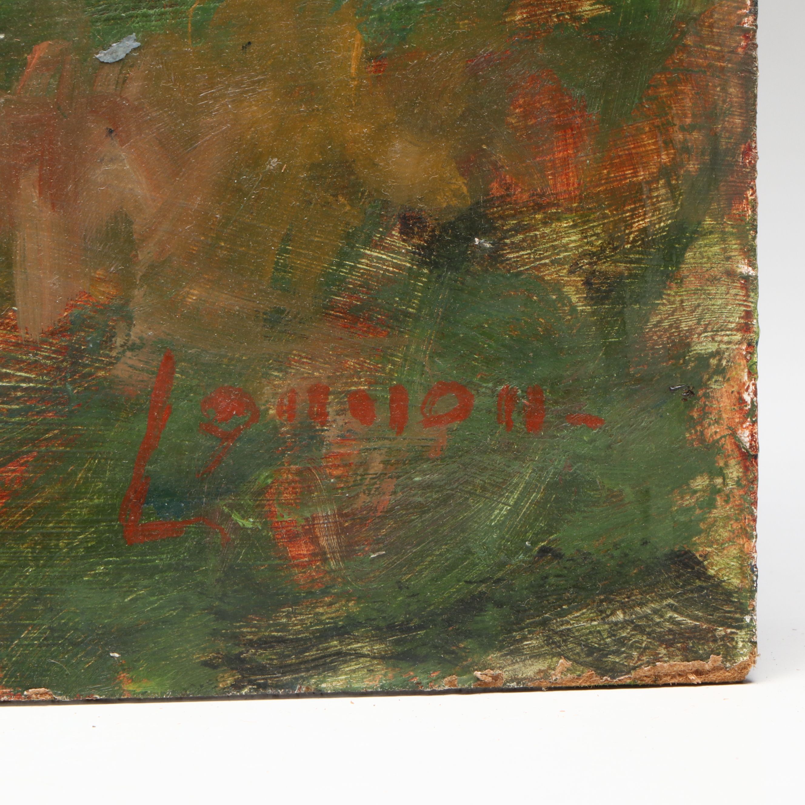 Bernard Lennon Impressionist Garden Landscape Oil Painting with Figure