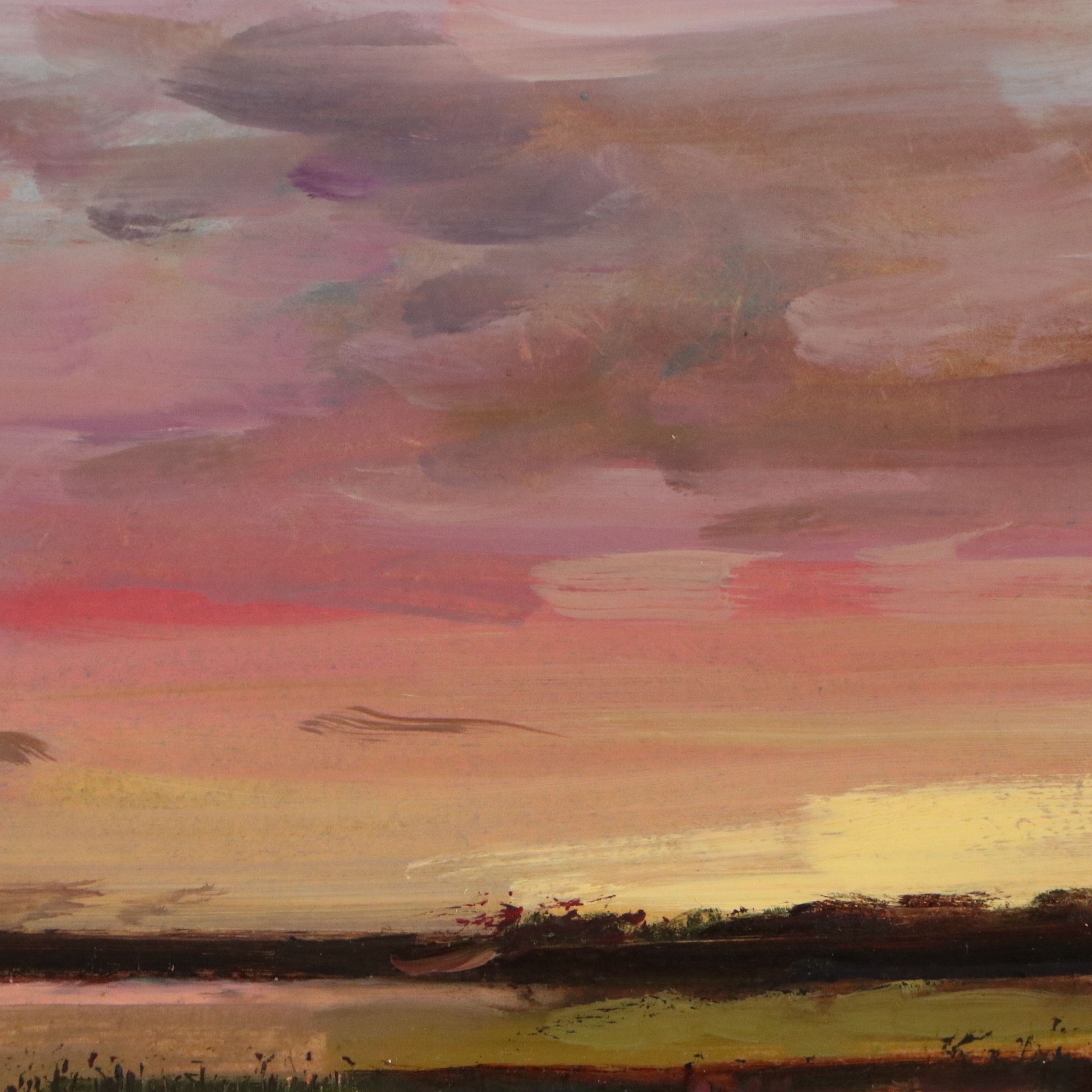 Natalia Demenko Oil Painting of Marsh Sunset Landscape, 21st Century