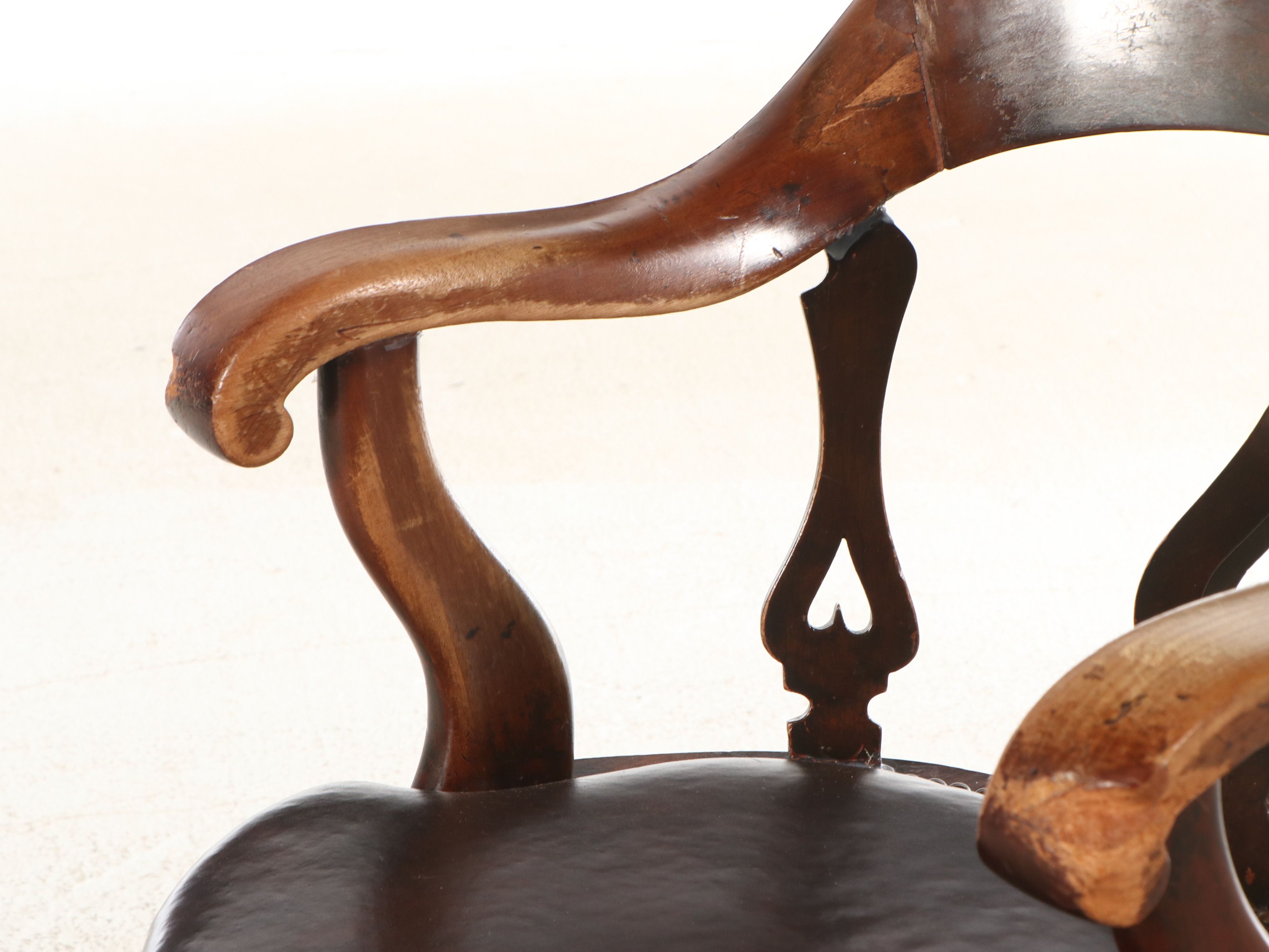 Victorian Style Walnut Finish Swivel Desk Chair, Late 19th/Early 20th Century