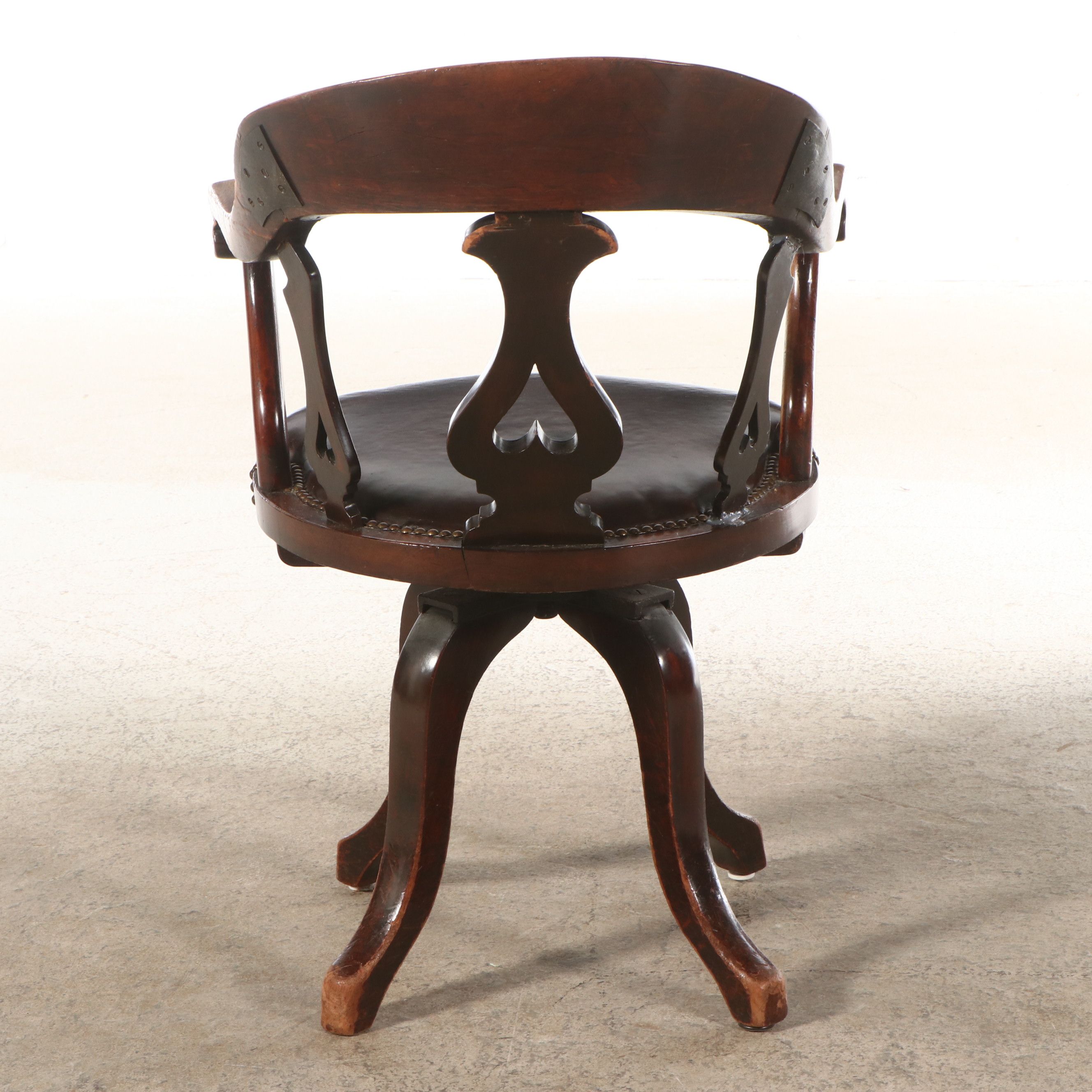 Victorian Style Walnut Finish Swivel Desk Chair, Late 19th/Early 20th Century