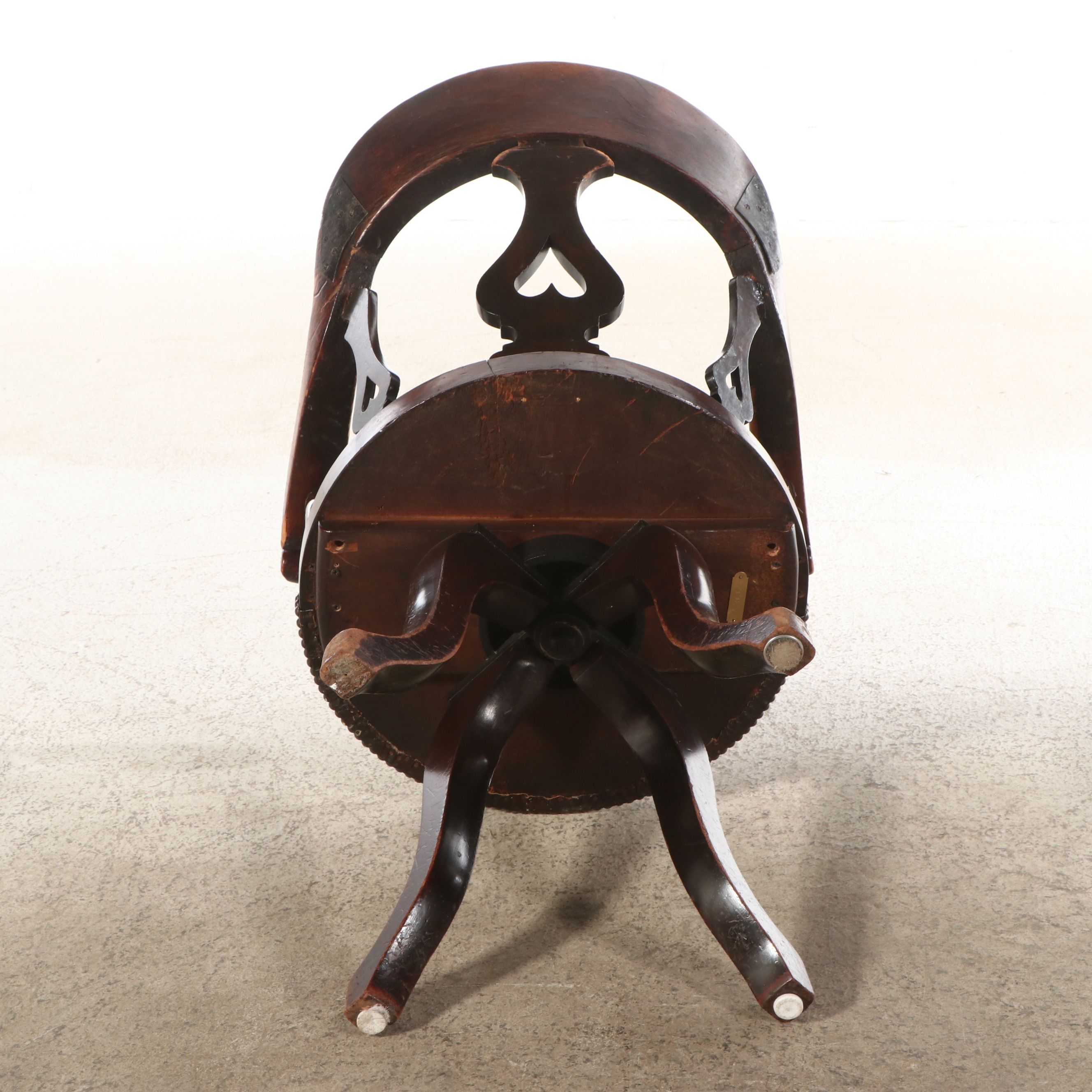 Victorian Style Walnut Finish Swivel Desk Chair, Late 19th/Early 20th Century